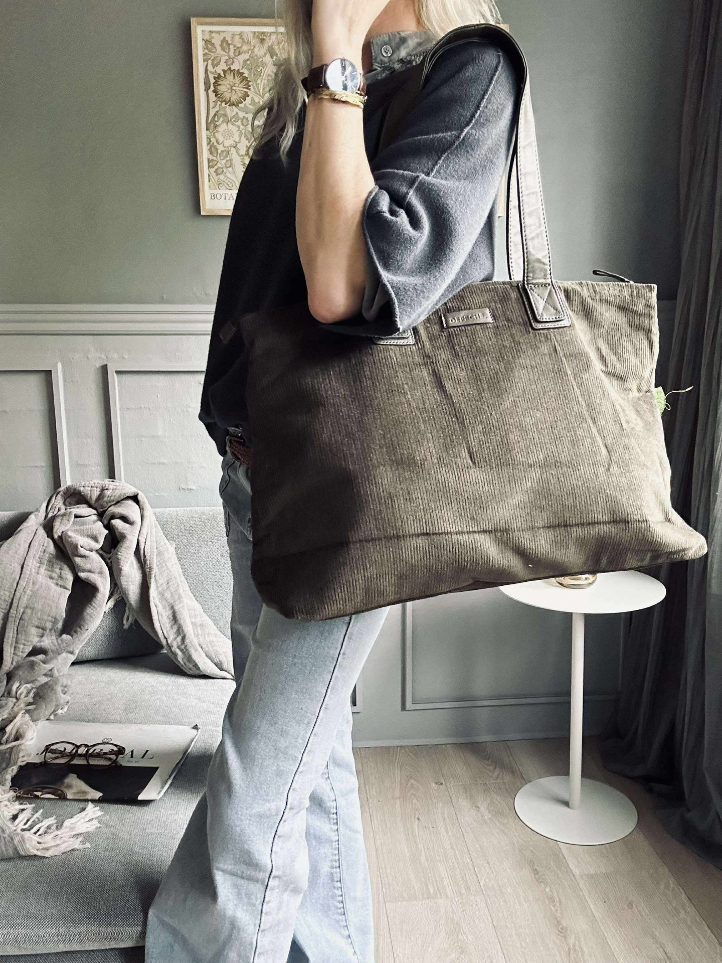 Shopper Fløyel - Army