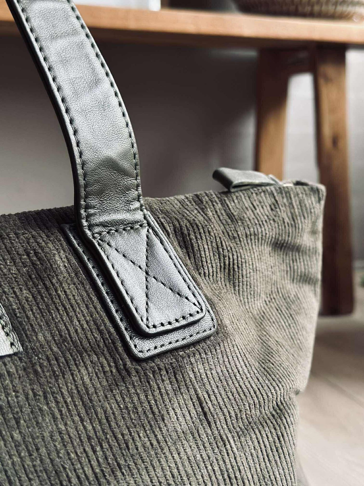 Shopper Fløyel - Army