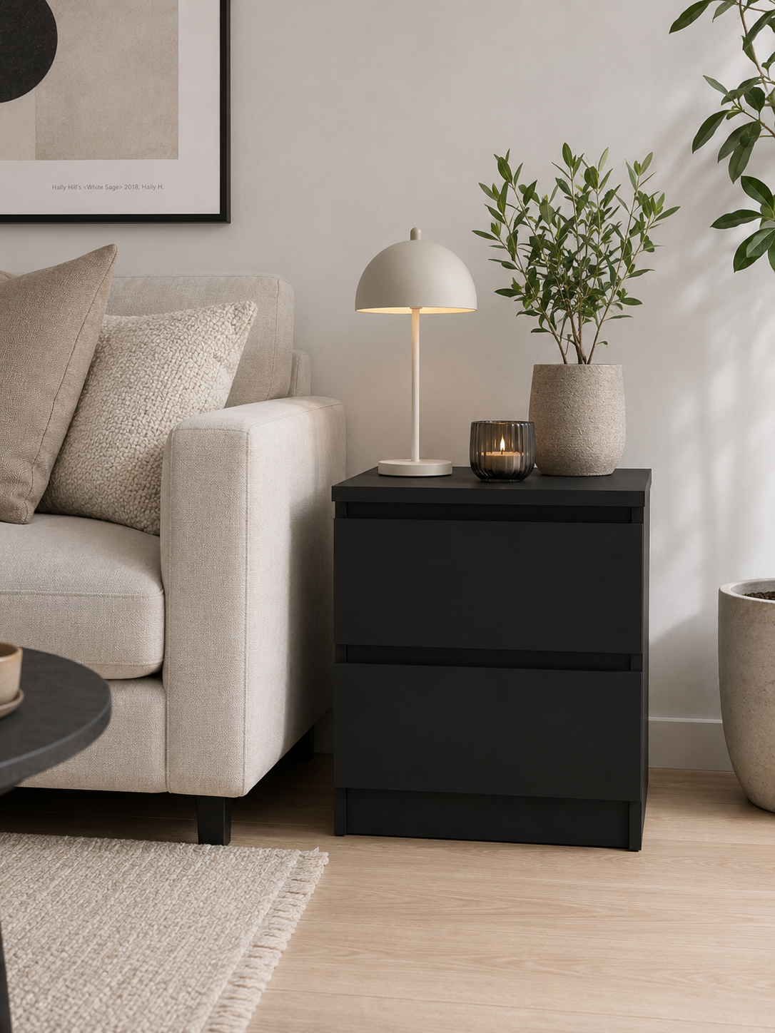 Nattbord - Black 2 skuffer