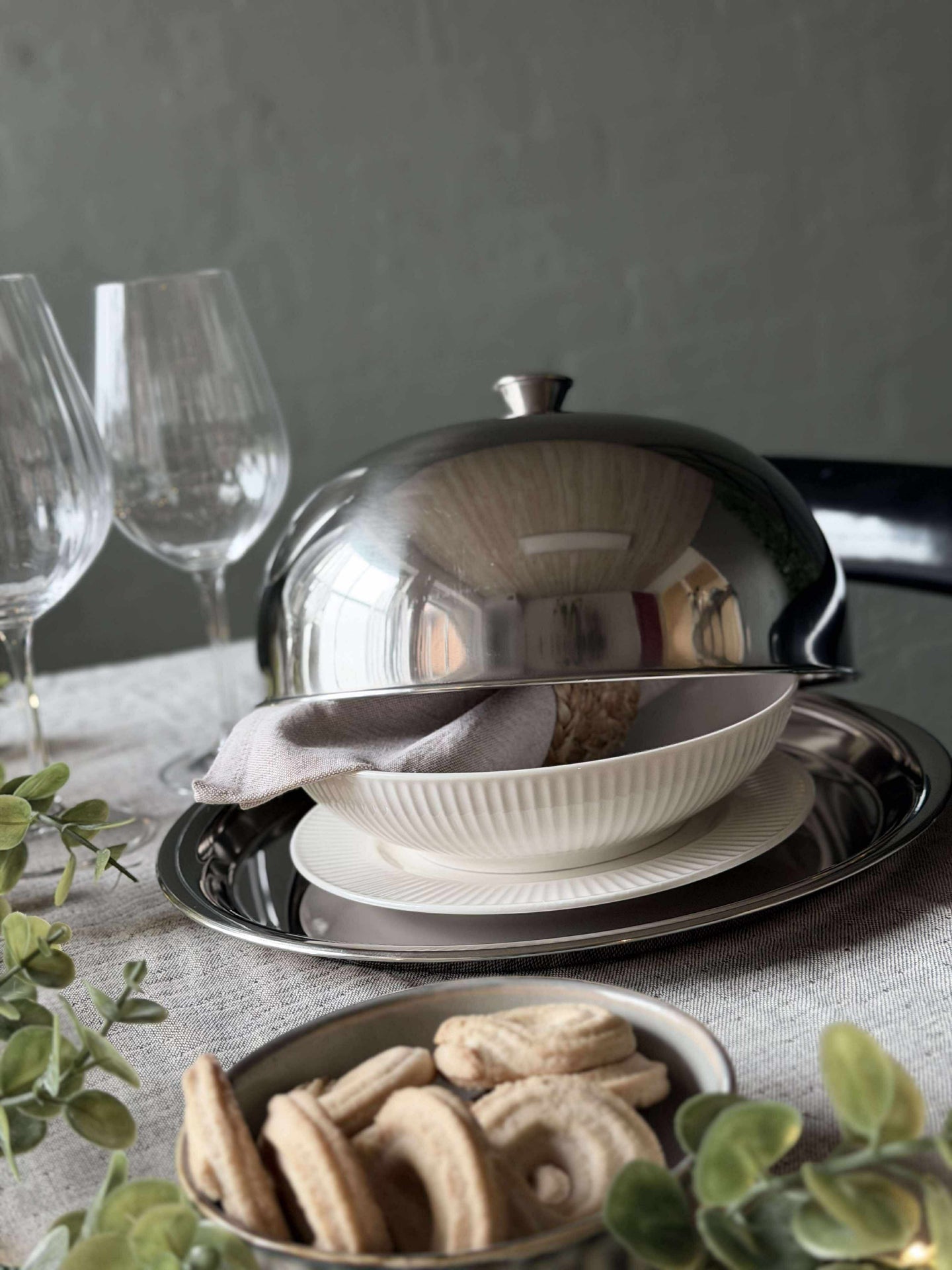 Matklokke med tallerken - Rustfritt stål - Dia 30cm