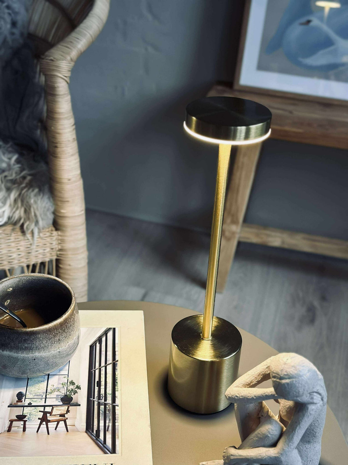 LED bordlampe KELLY Gold - oppladbar