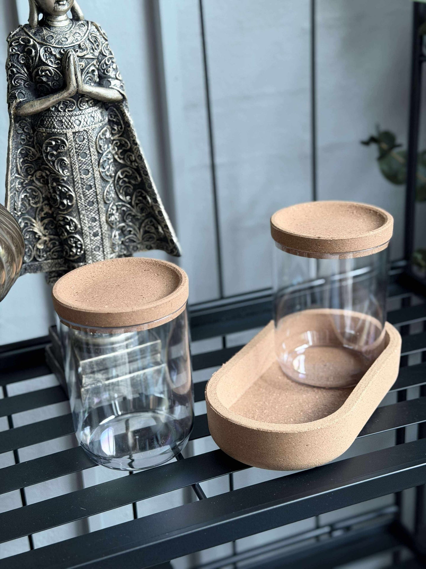 Organiser med lokk i kork - 3 deler