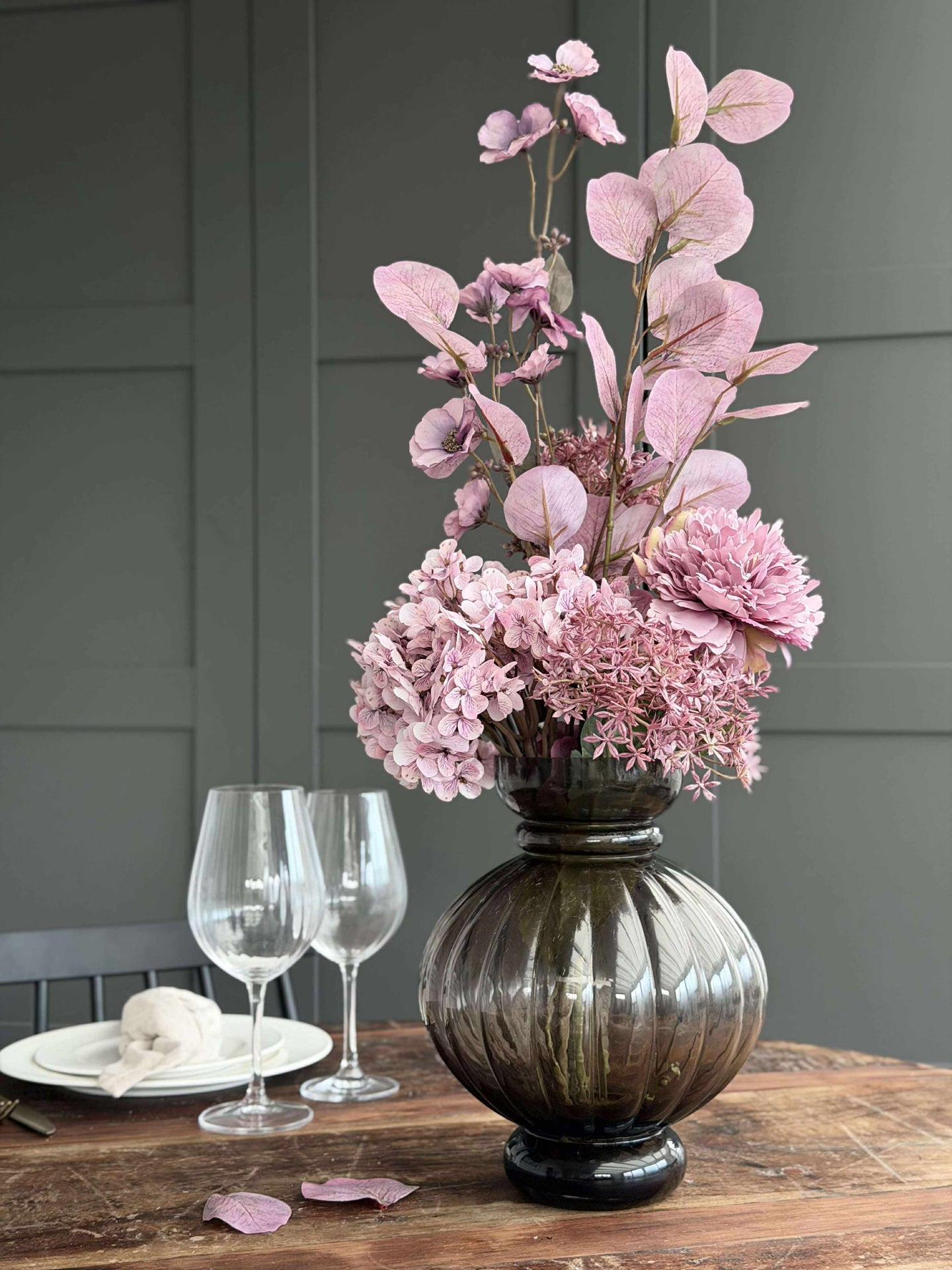 Bukett med hortensia - Syrin / rosa