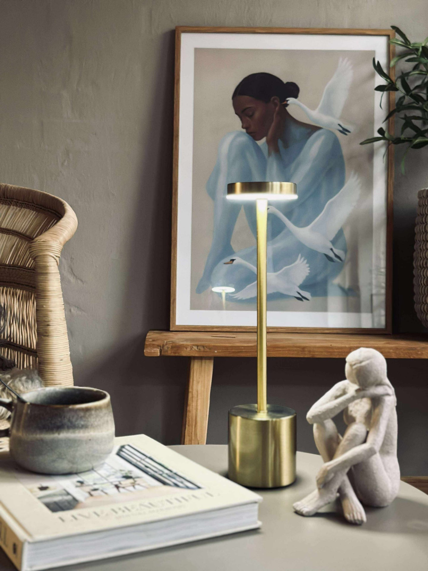 LED bordlampe KELLY Gold - oppladbar
