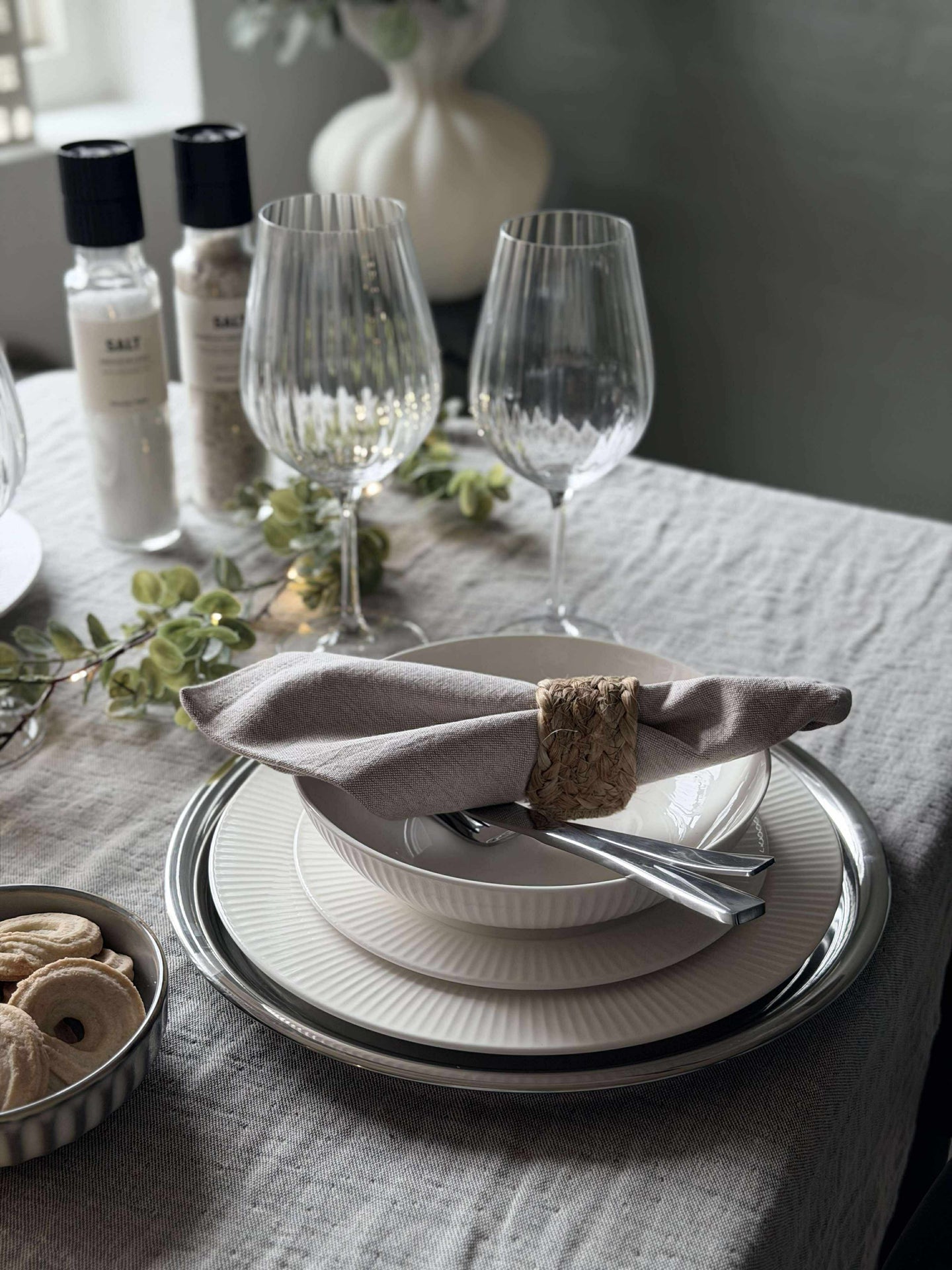 Matklokke med tallerken - Rustfritt stål - Dia 30cm