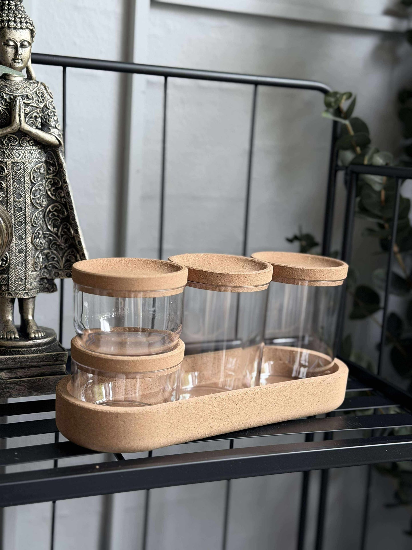 Organisator med lokk i kork - 5 deler