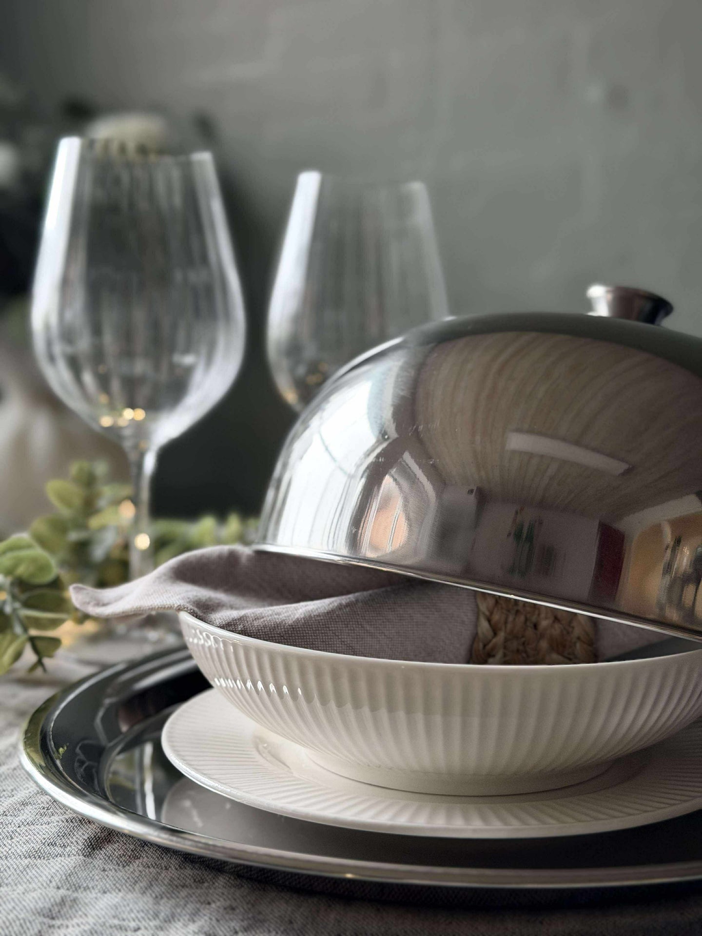 Matklokke med tallerken - Rustfritt stål - Dia 30cm