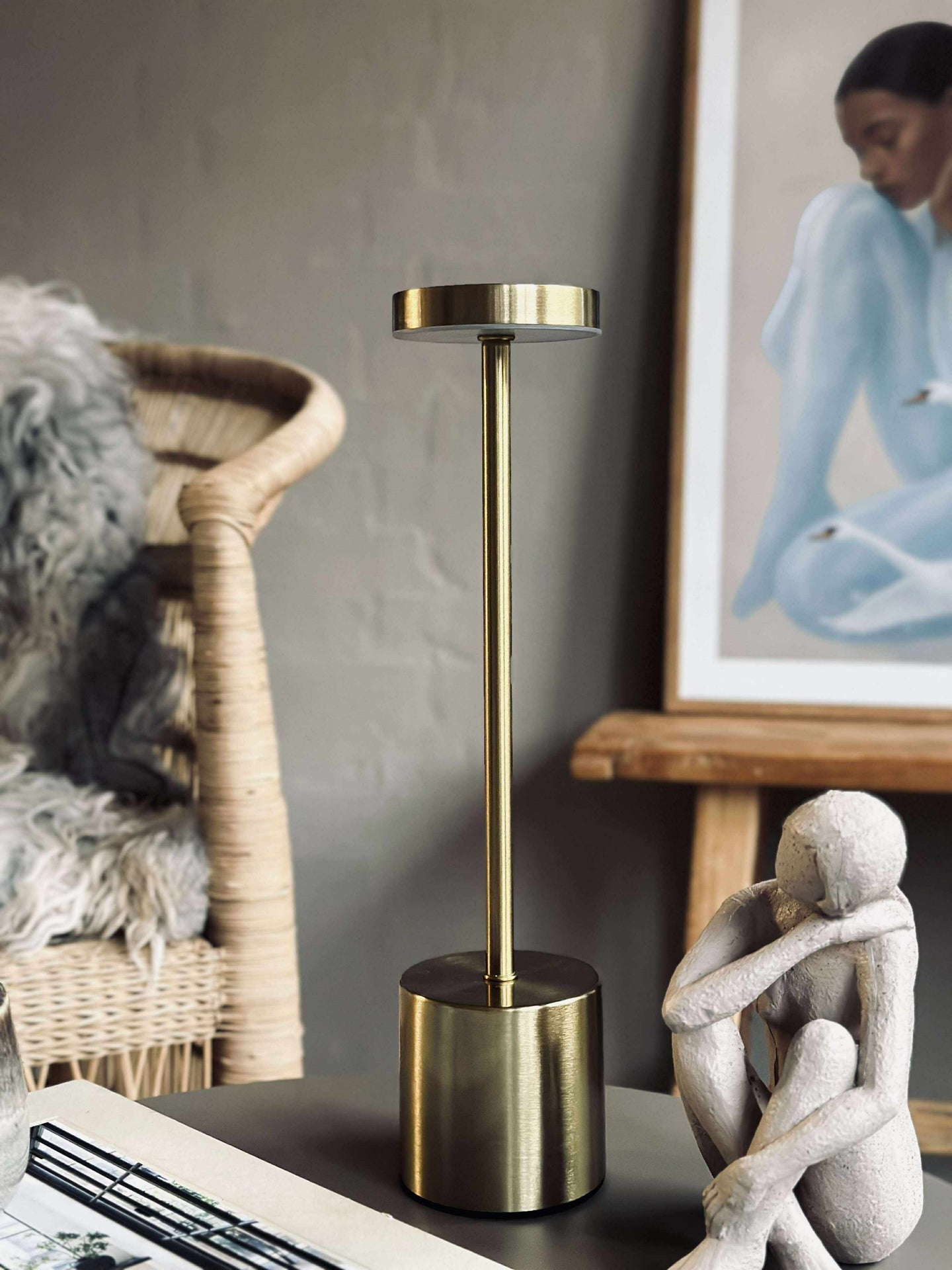 LED bordlampe KELLY Gold - oppladbar