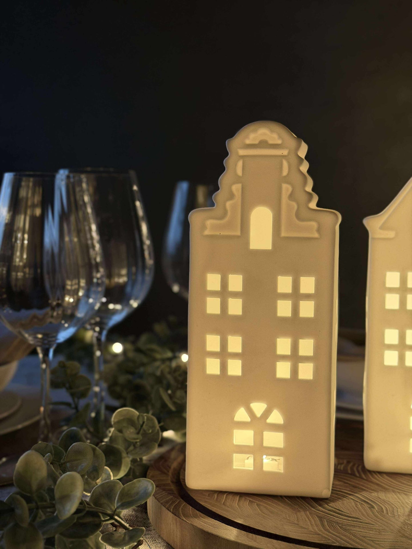 Lyslykt med LED - HVIT MIX