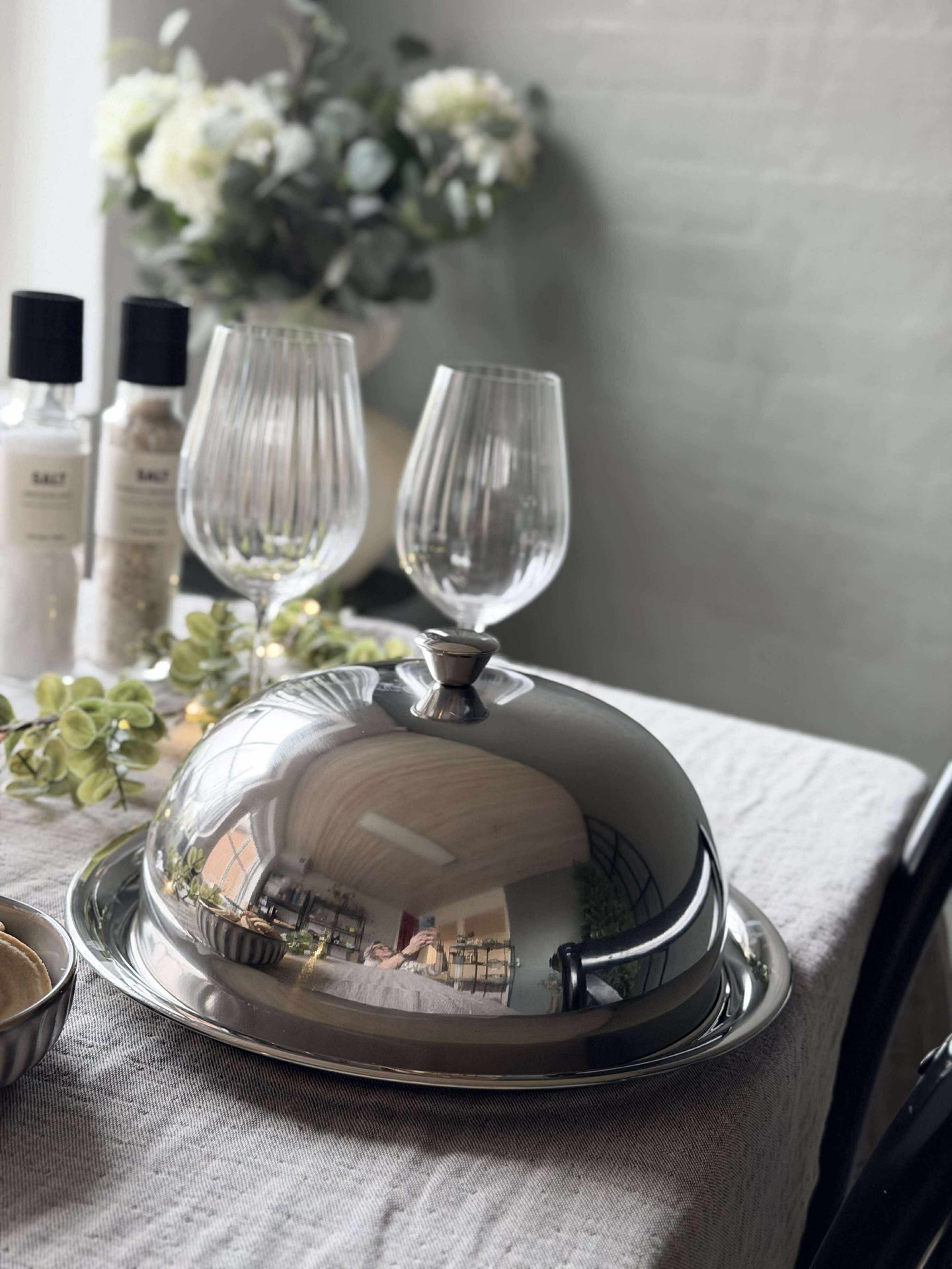 Matklokke med tallerken - Rustfritt stål - Dia 30cm