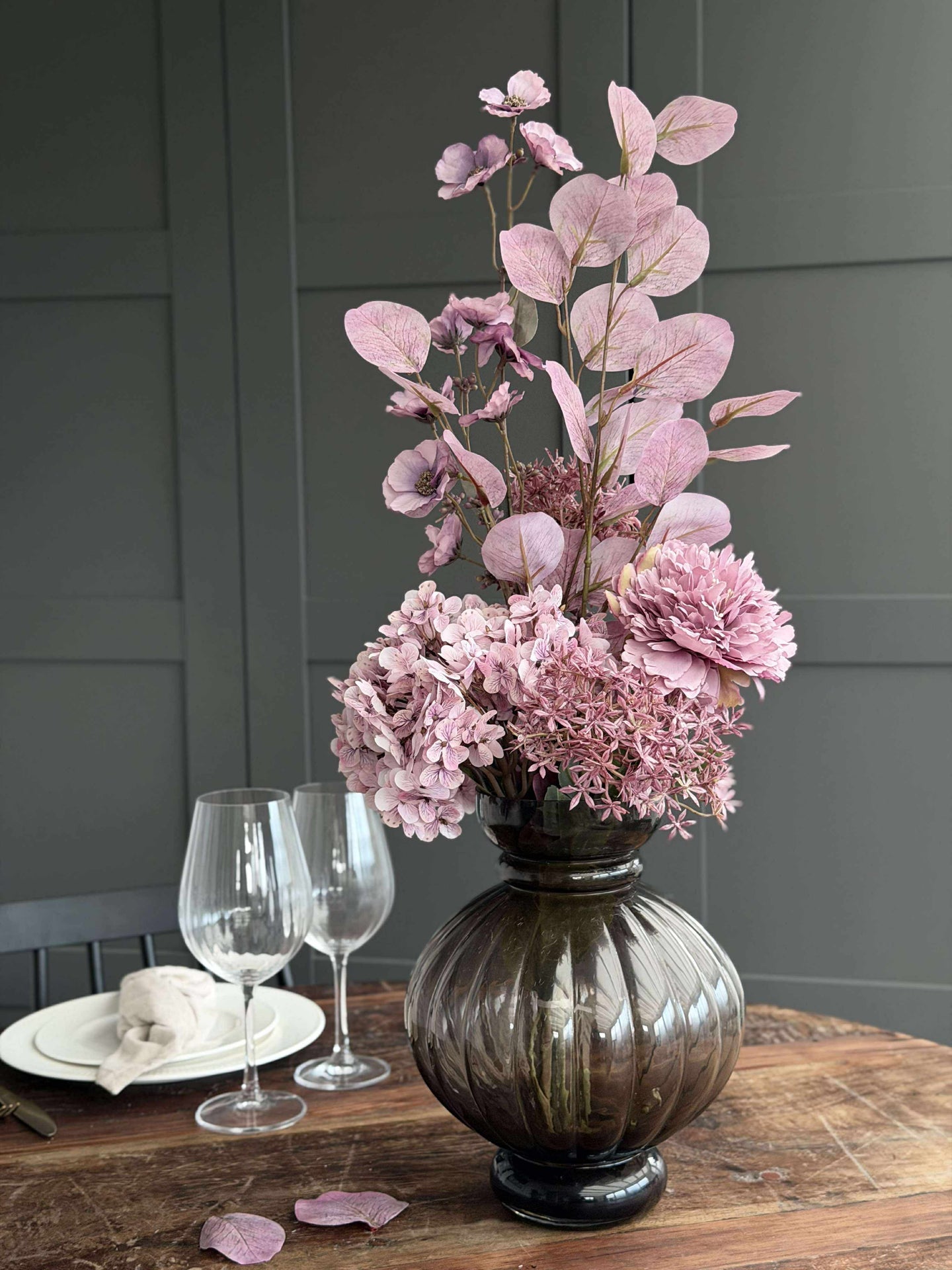 Bukett med hortensia - Syrin / rosa
