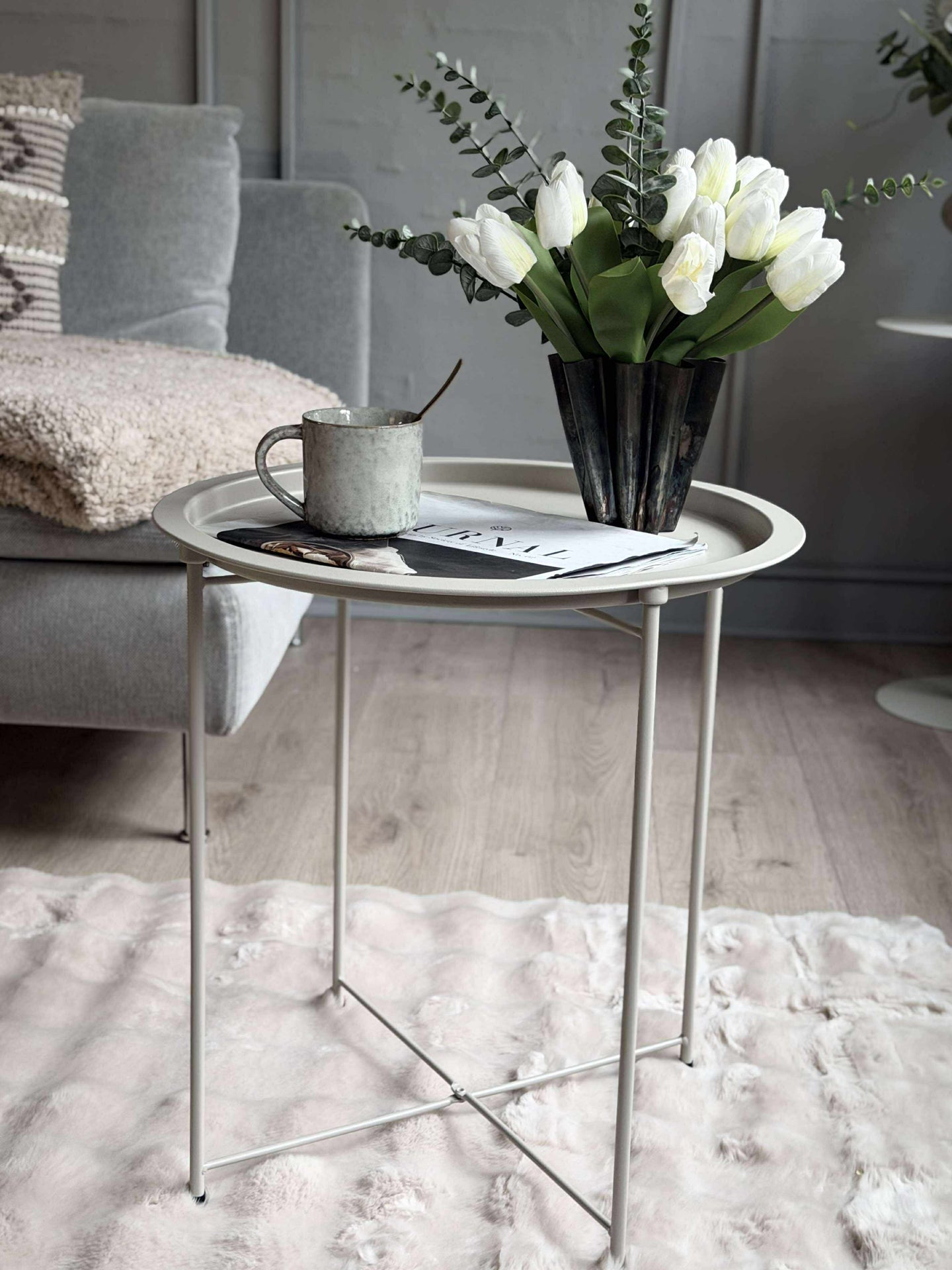 Bakkebord - Hvit metall