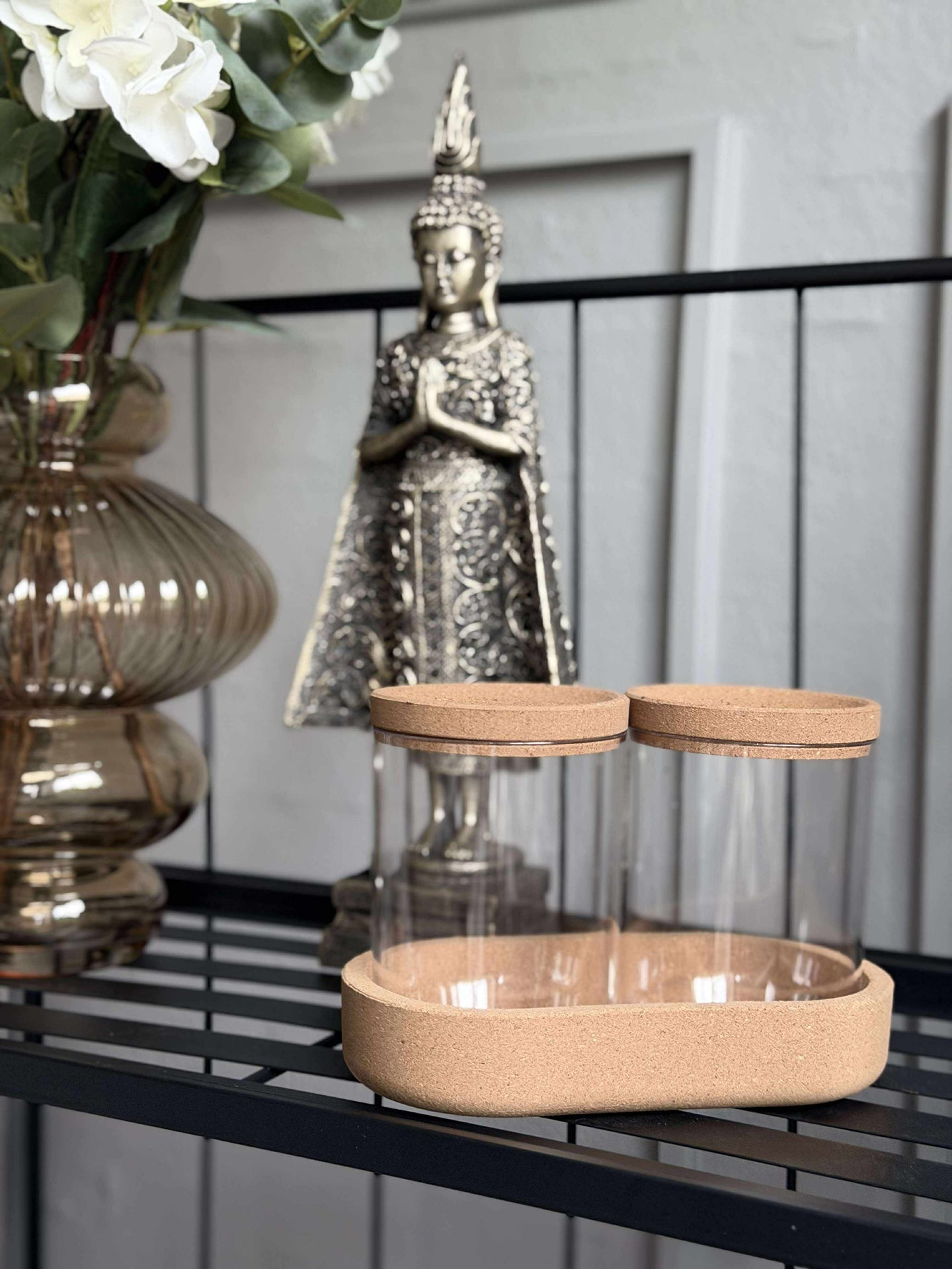 Organiser med lokk i kork - 3 deler