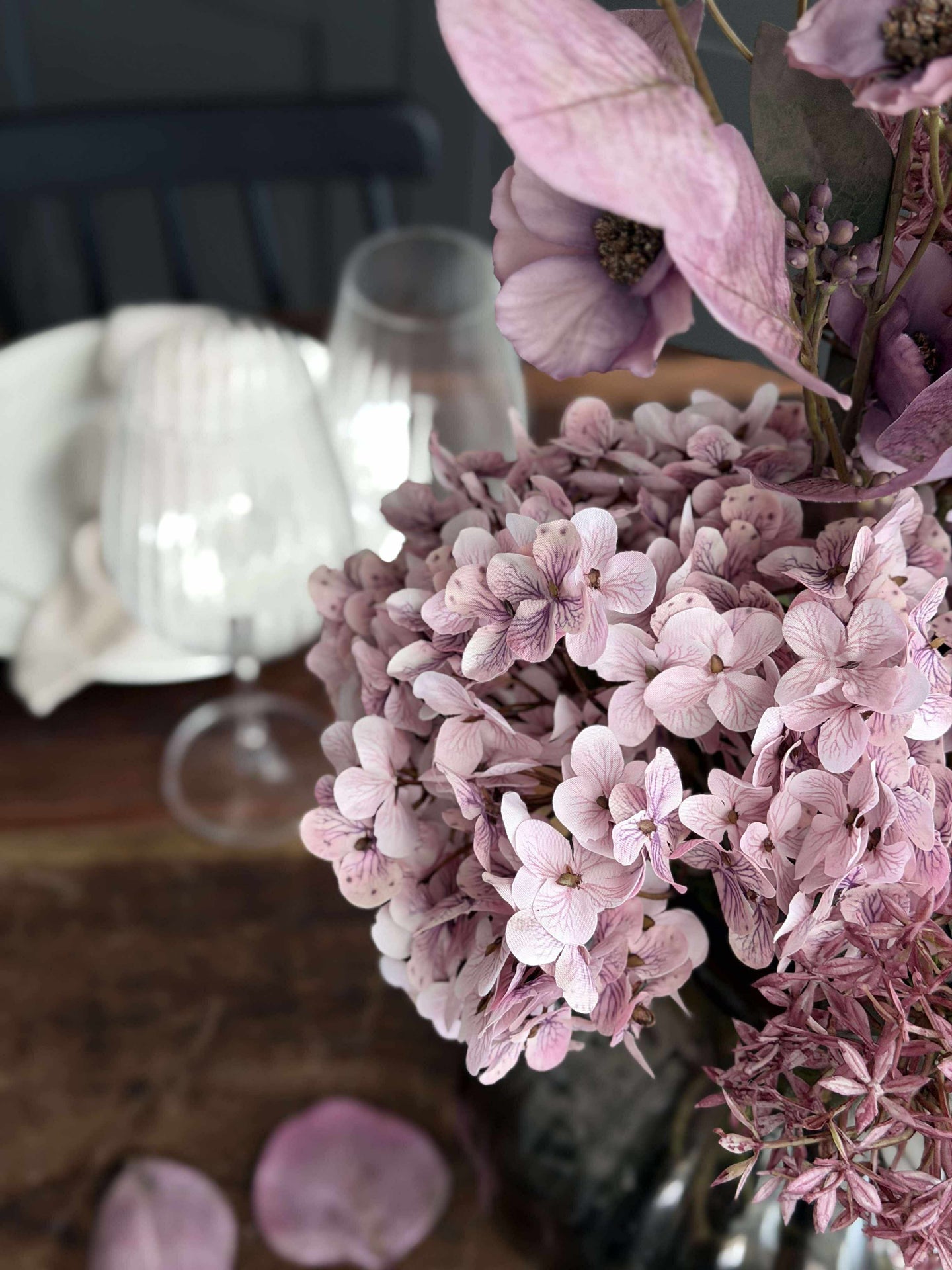 Bukett med hortensia - Syrin / rosa