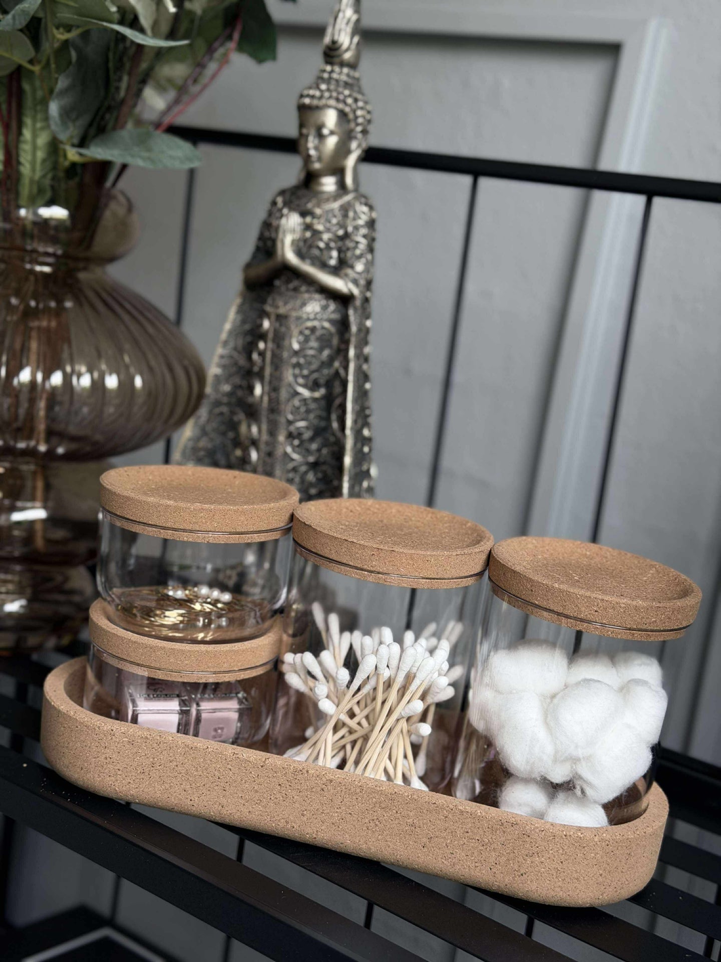 Organisator med lokk i kork - 5 deler