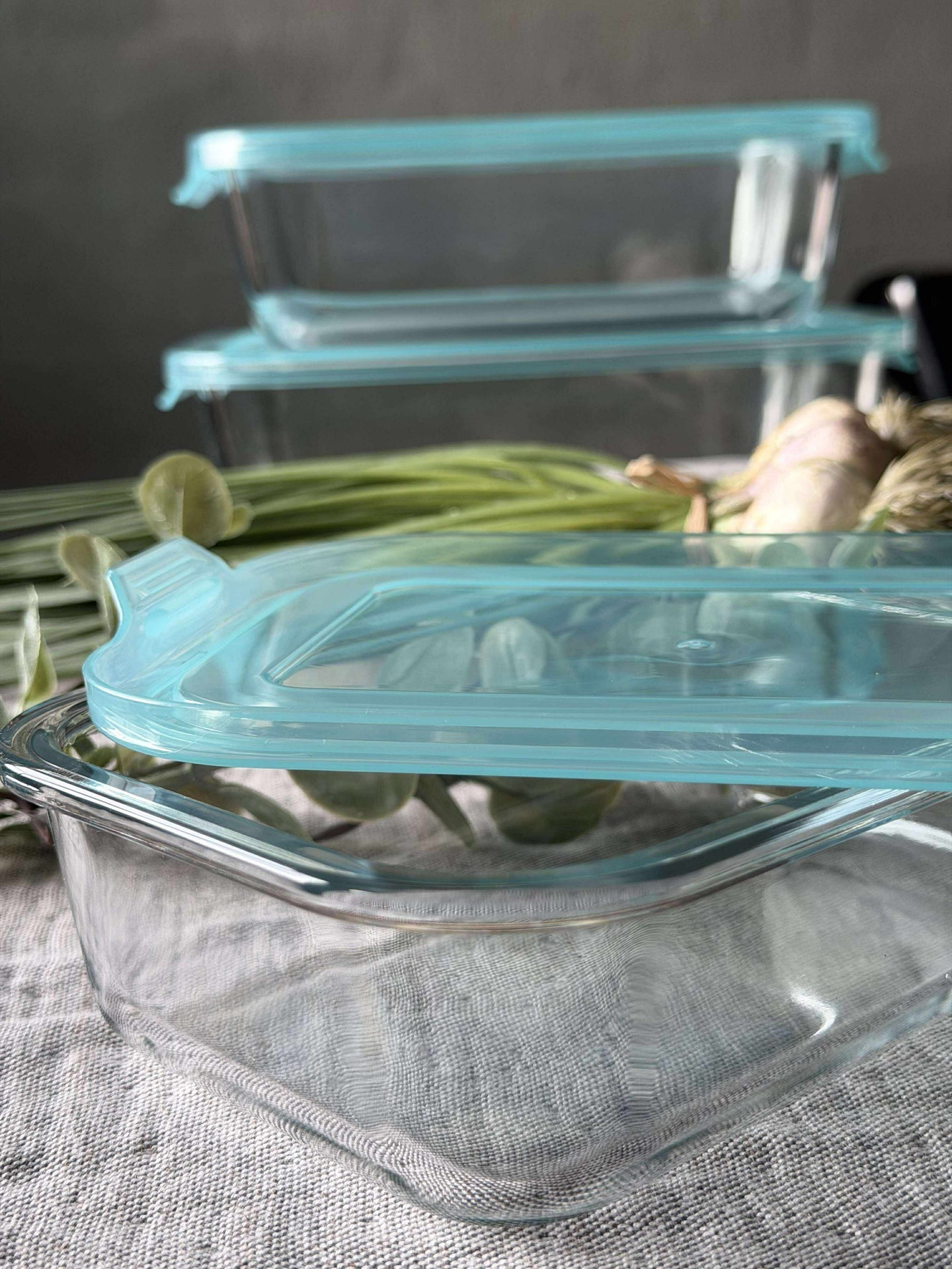 Oppbevaringsbokser i glass – Sett med 3 stk