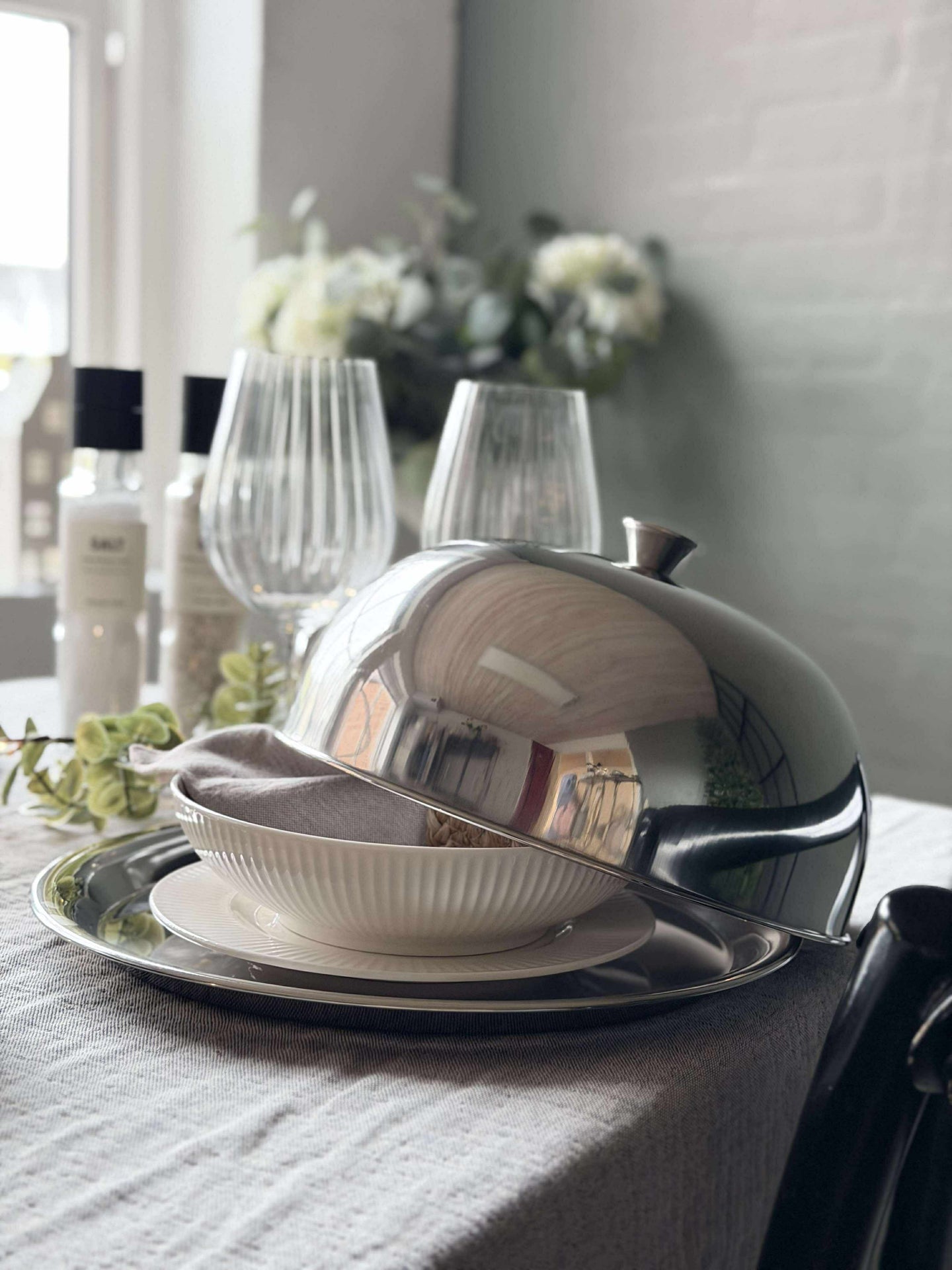 Matklokke med tallerken - Rustfritt stål - Dia 30cm