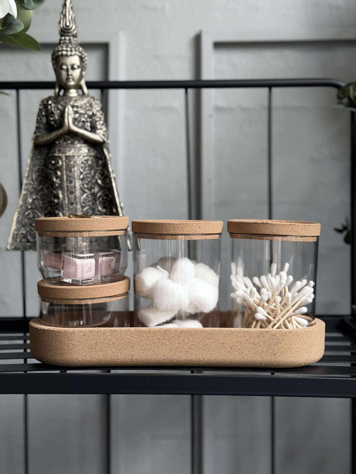 Organisator med lokk i kork - 5 deler