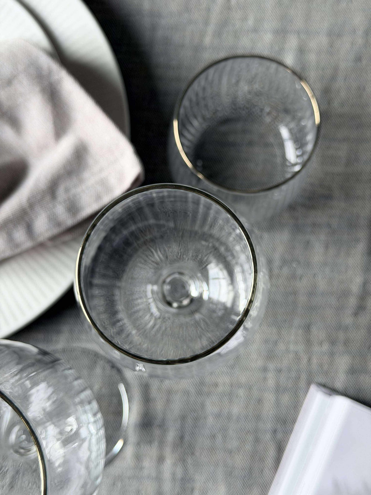 Vinglass Riflet med gullkant - 4 stk. 350 ml