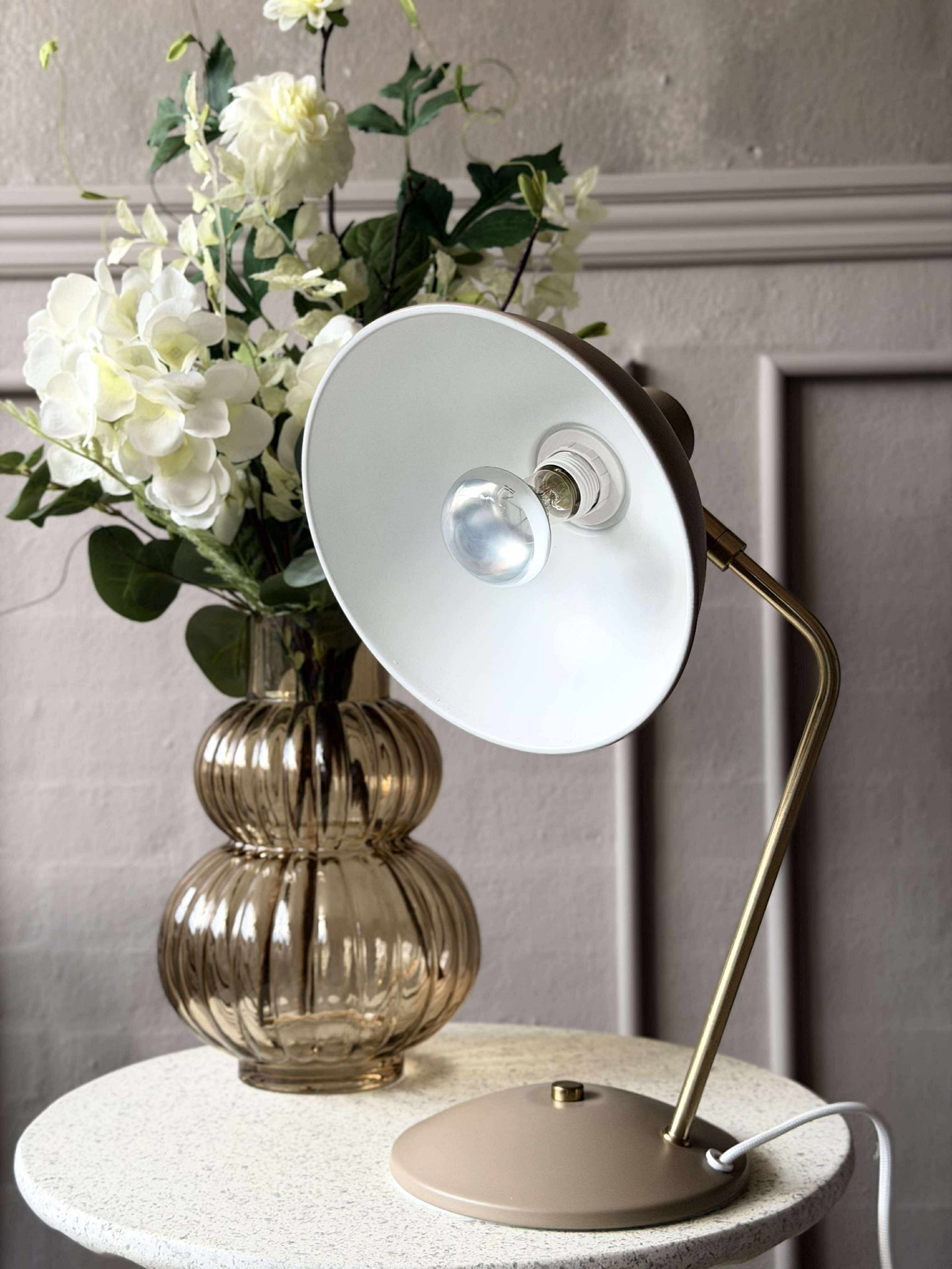 Bordlampe Retro - Beige / gull