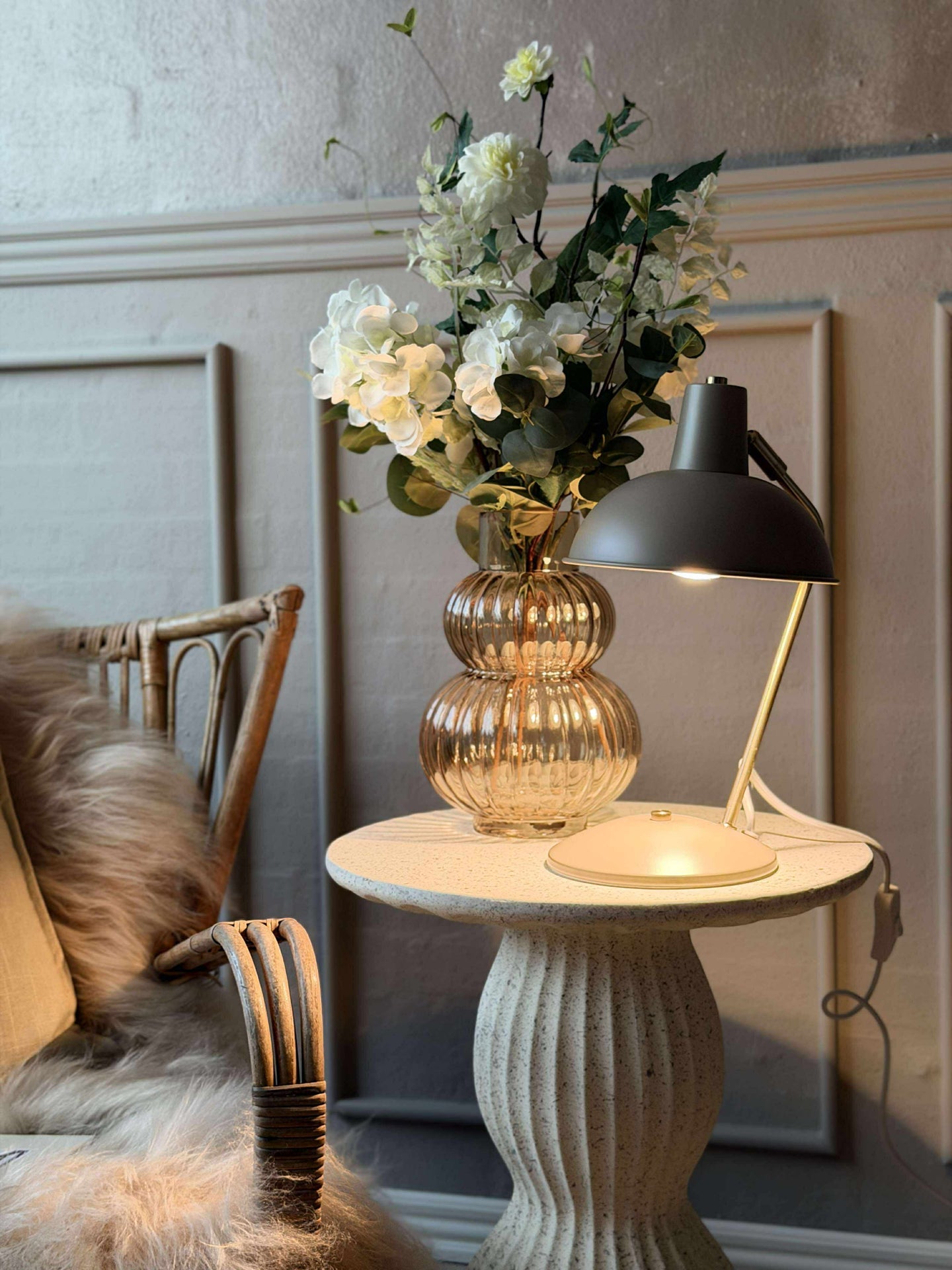 Bordlampe Retro - Beige / gull