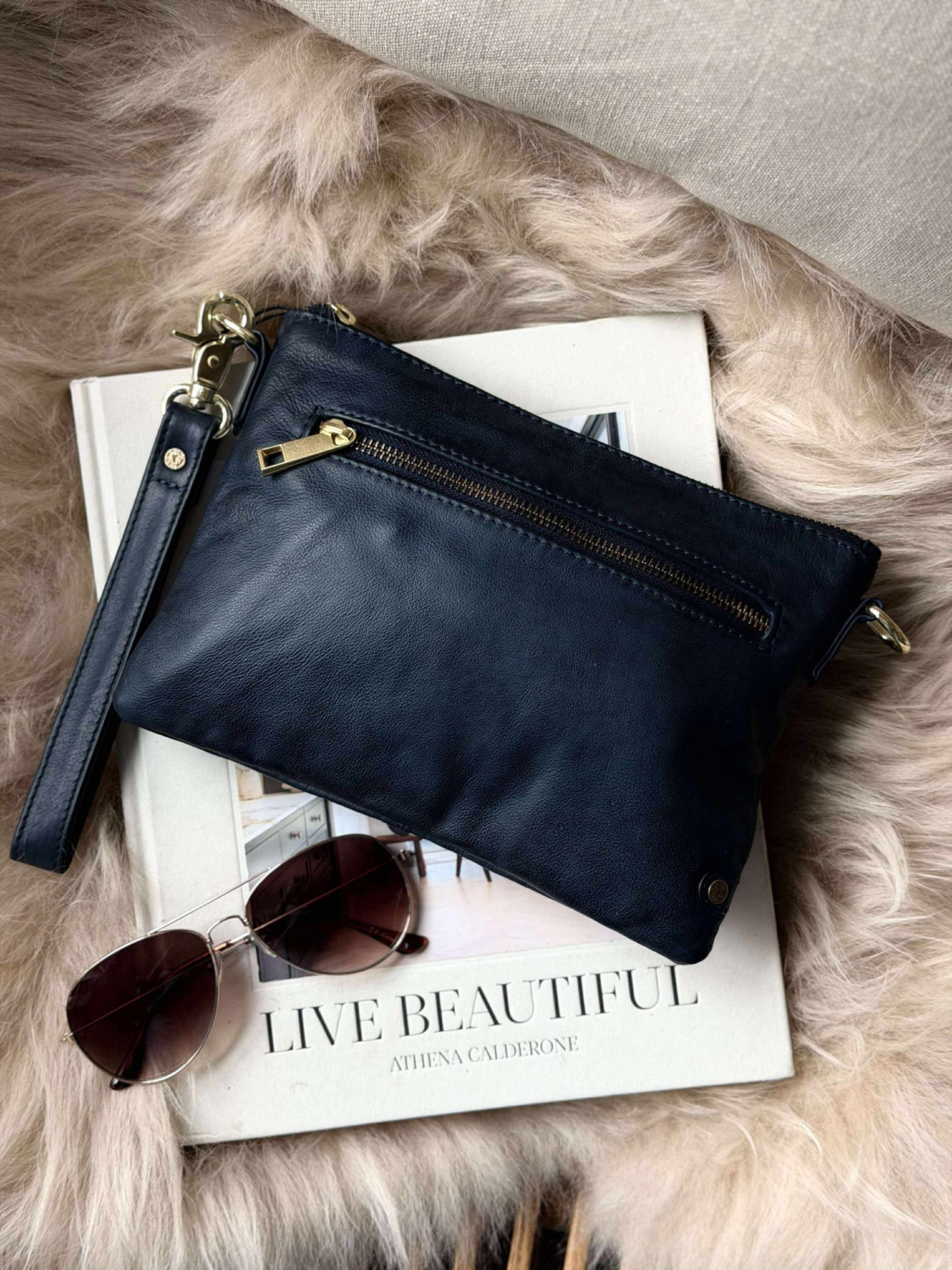 Vakker skinnclutch - LADY Midnight Blue