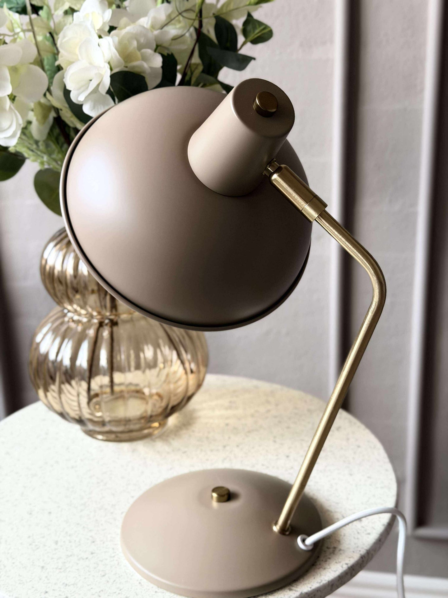 Bordlampe Retro - Beige / gull