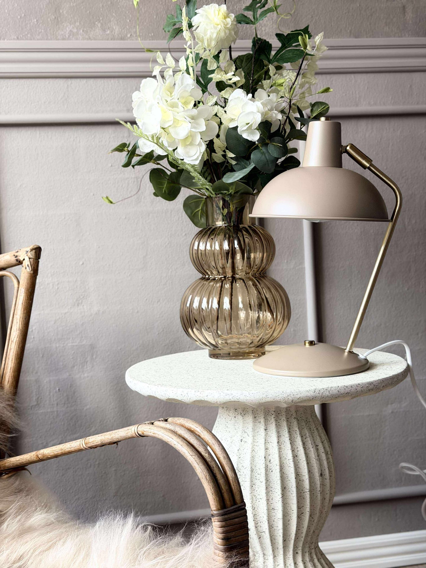 Bordlampe Retro - Beige / gull