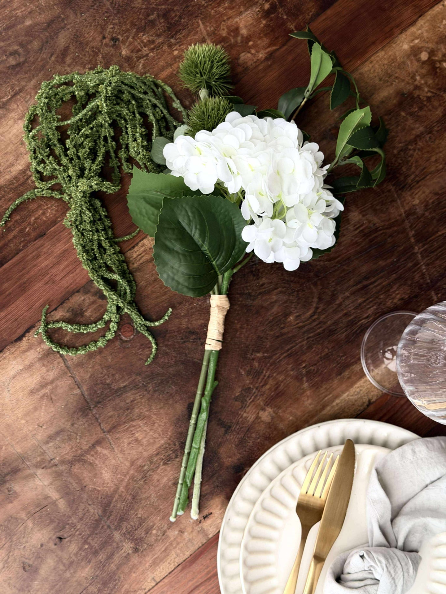 Bukett - Liten hvit hortensia / Lime