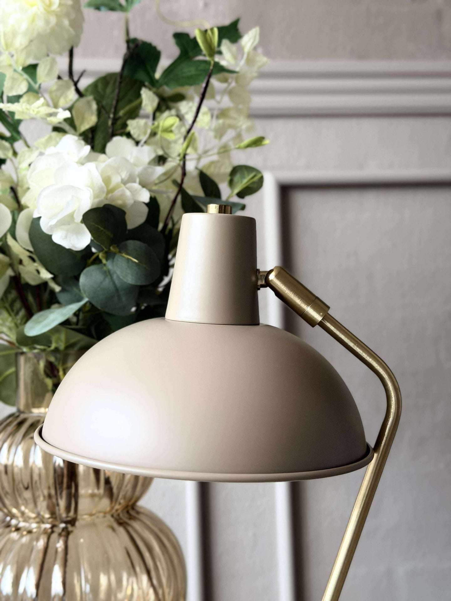 Bordlampe Retro - Beige / gull