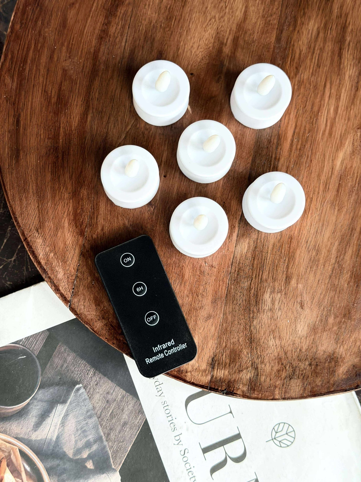 LED telys 6 stk + Fjernkontroll med timer