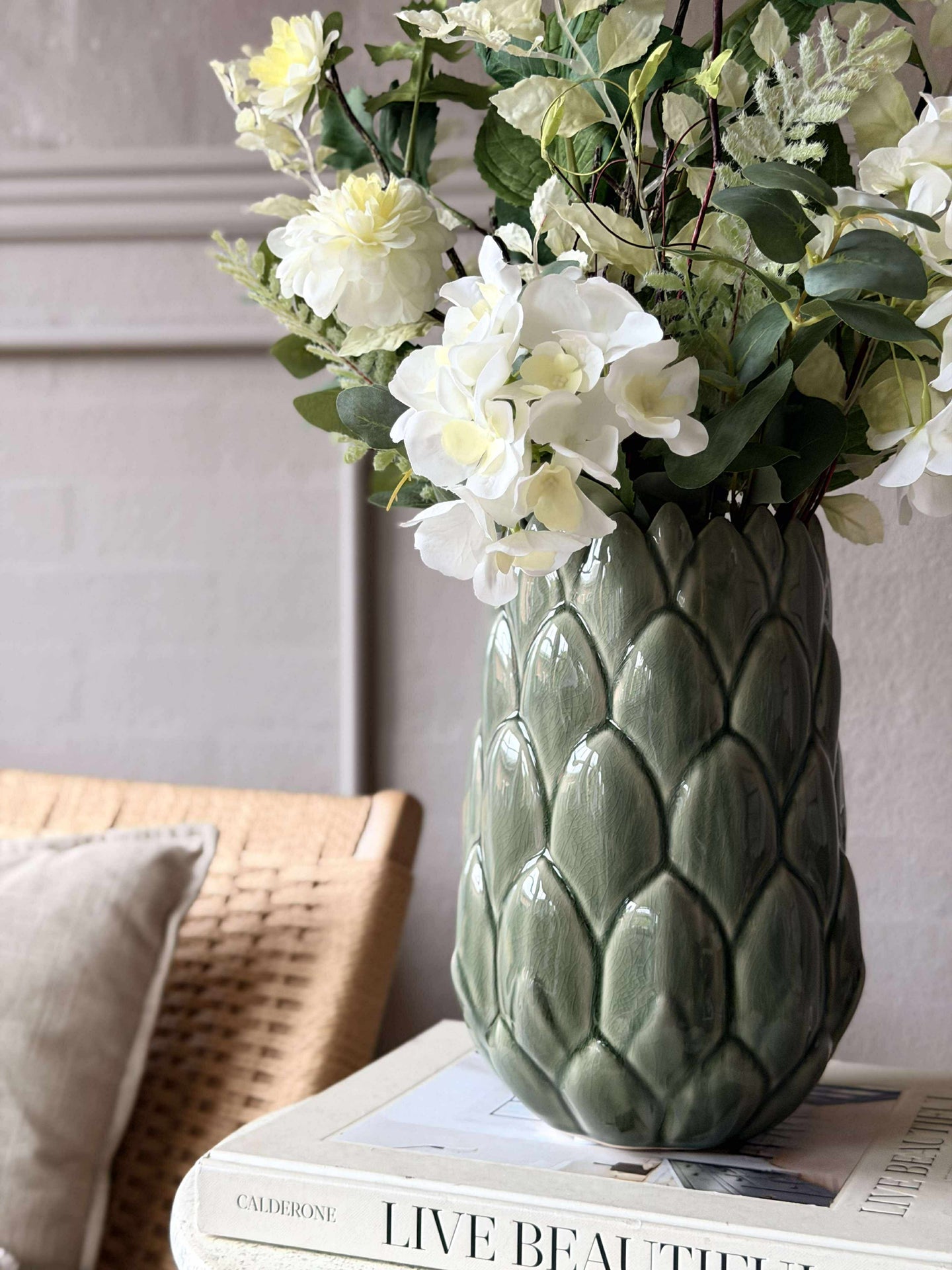 Vase steintøy - Grønn