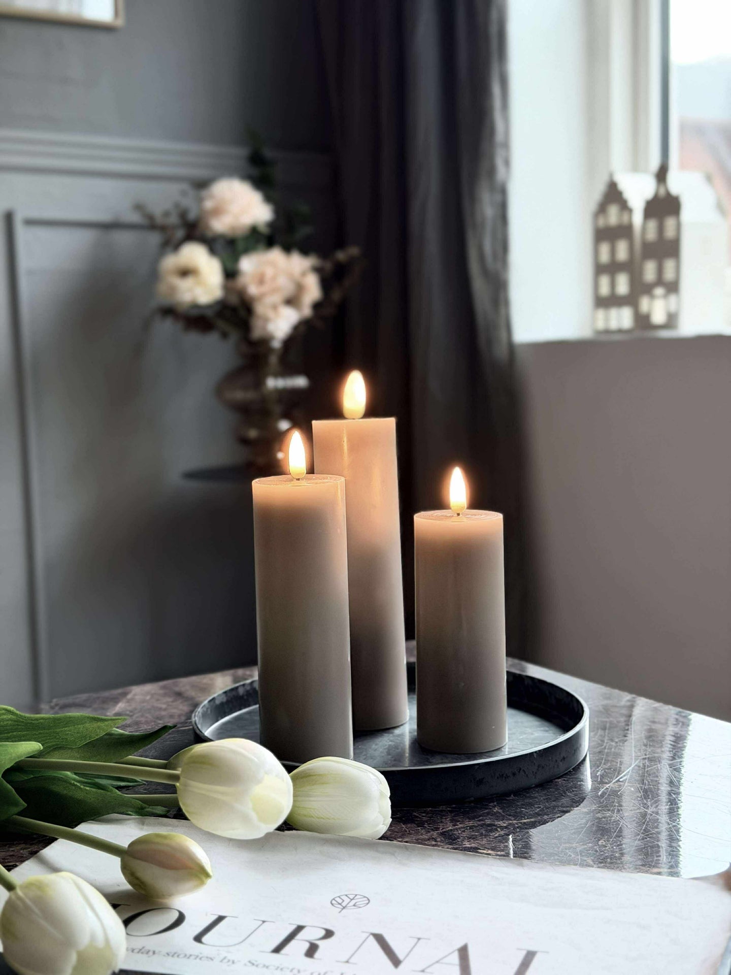 LED blokklys / Sand – 3 stk. Lys – inkl. fjernkontroll // Gaveeske