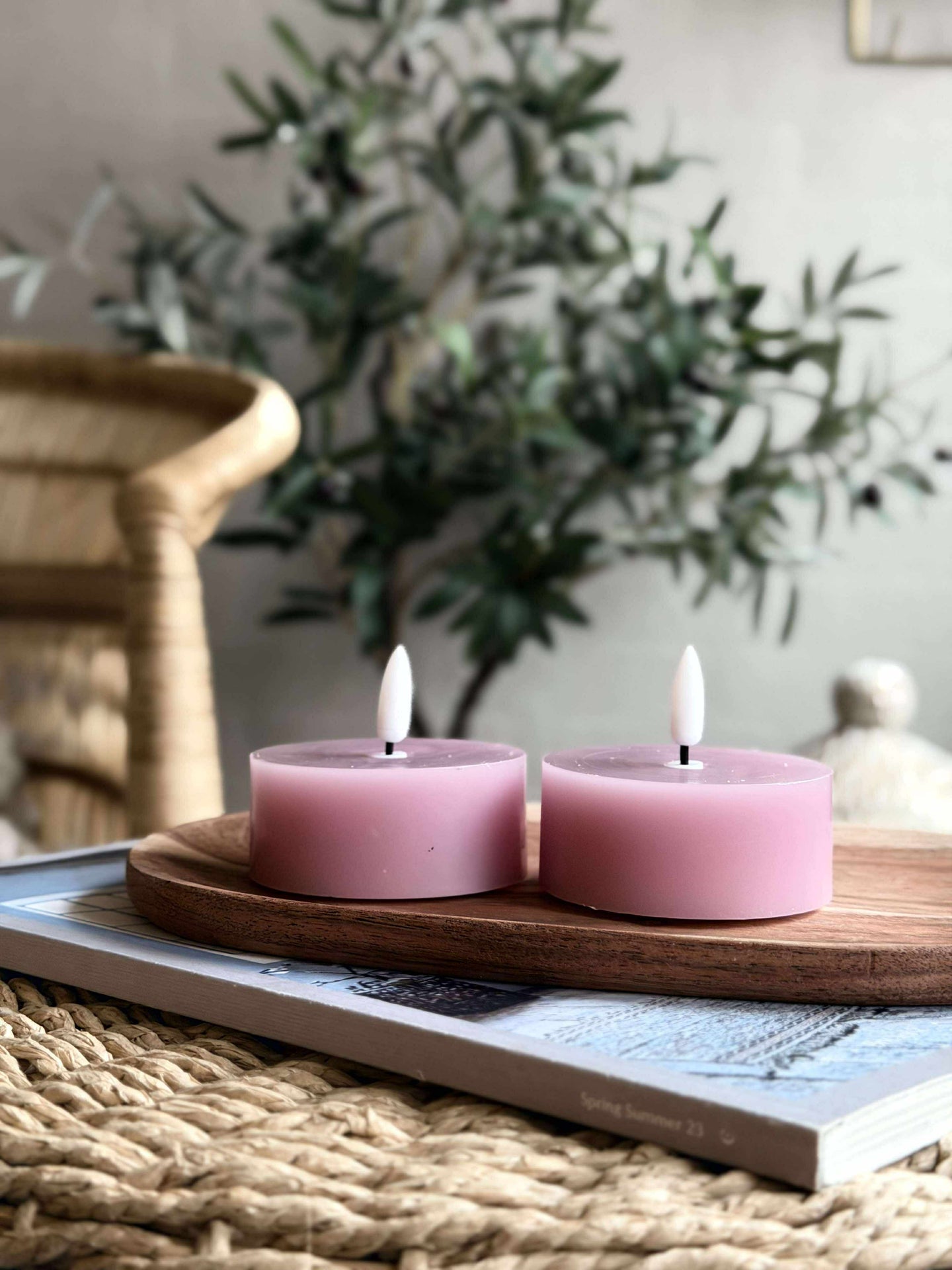 LED JUMBO Telys 2 stk - Rosa voks