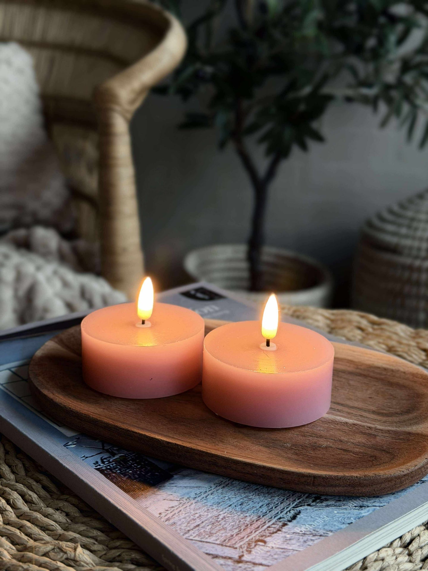 LED JUMBO Telys 2 stk - Rosa voks