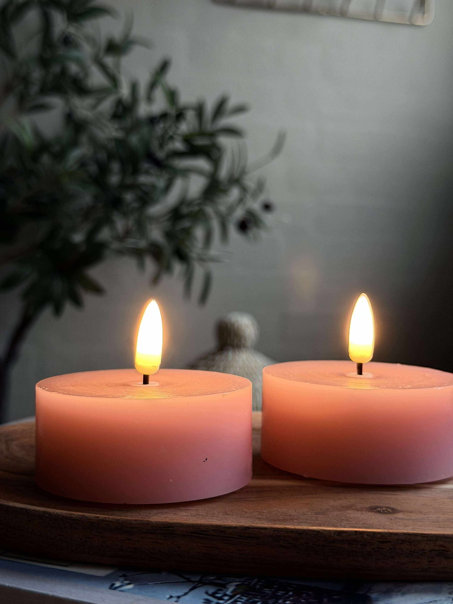 LED JUMBO Telys 2 stk - Rosa voks