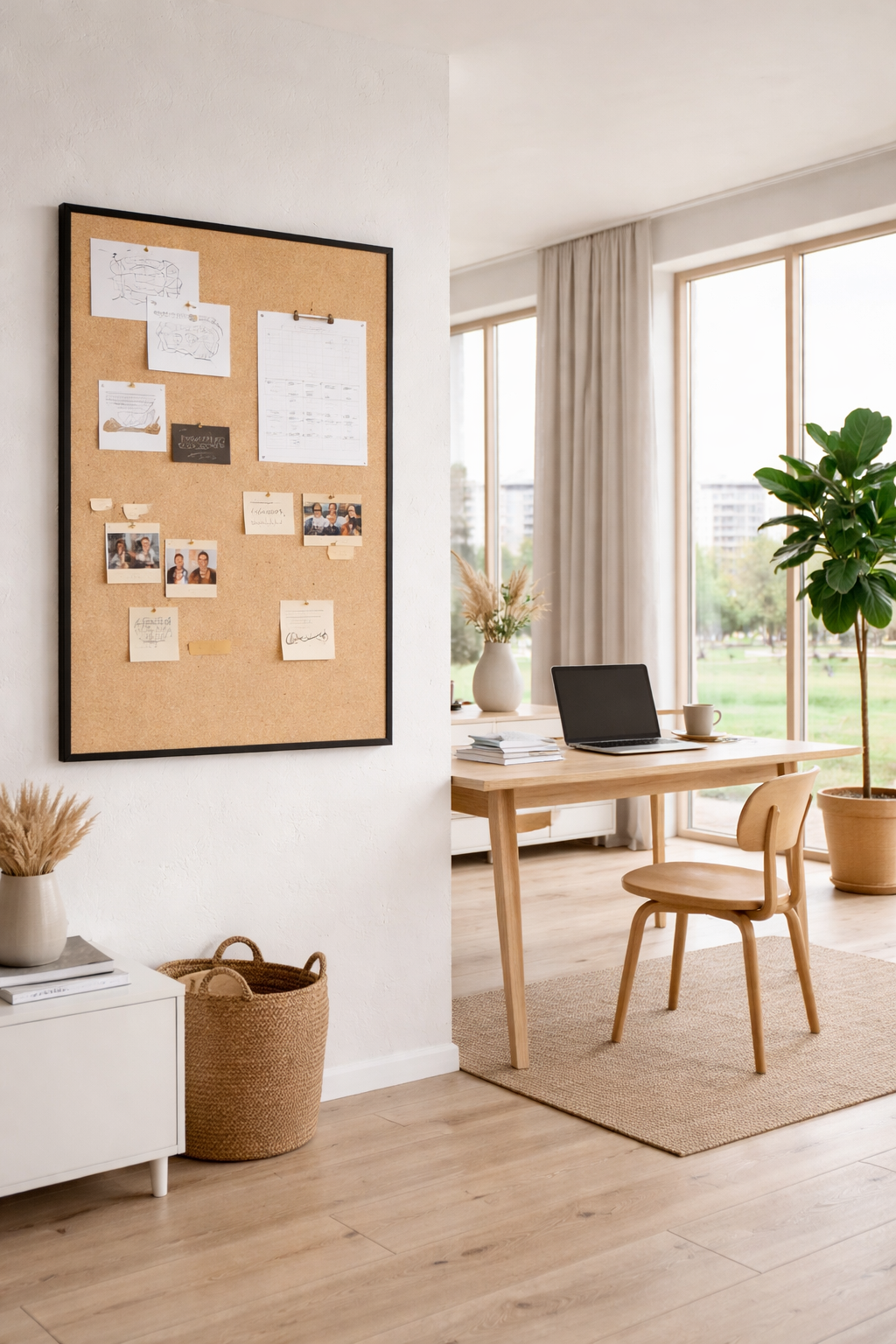 Stor Hessian oppslagstavle m. Svart treramme – 100x60cm