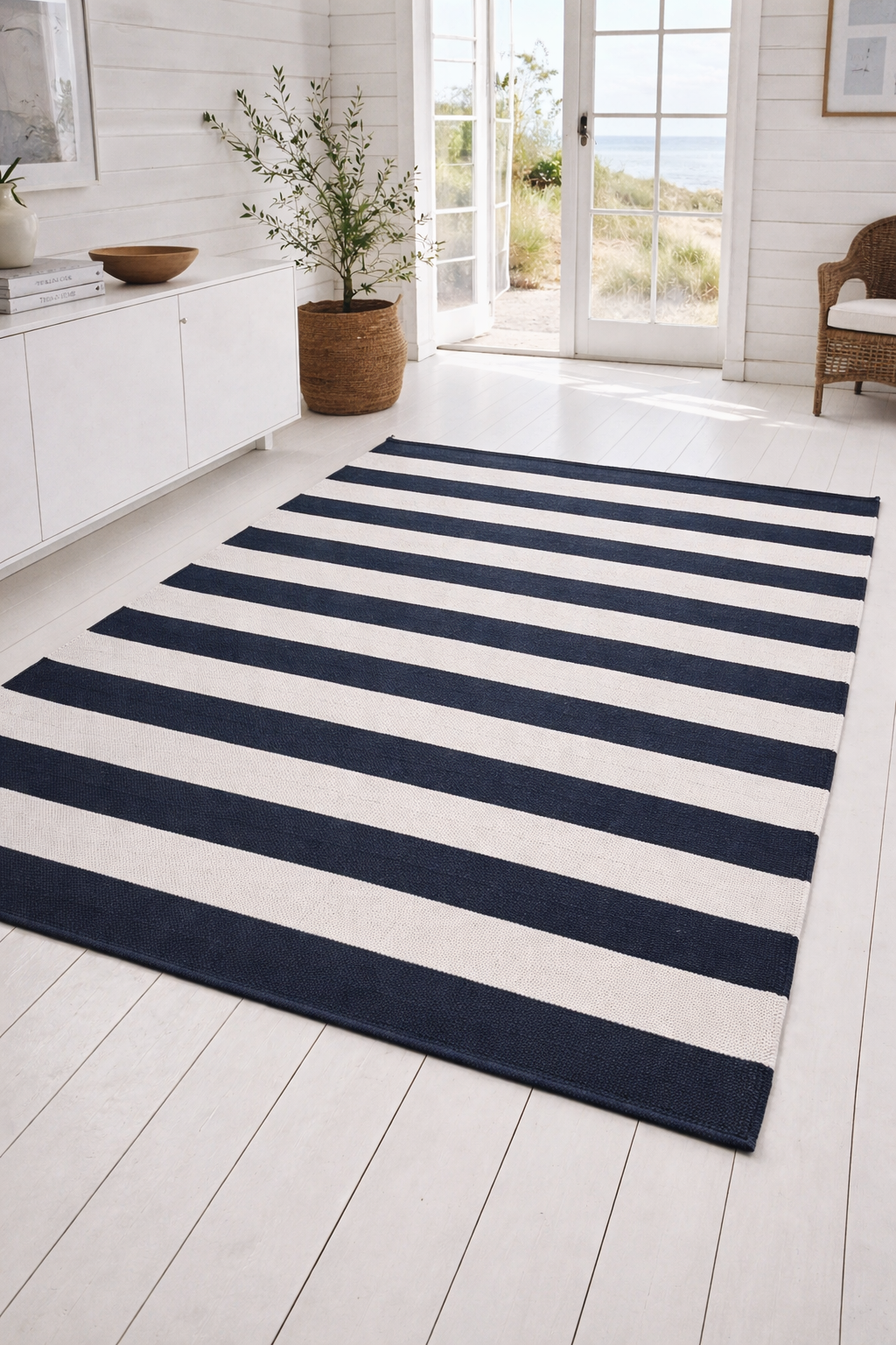 Gulvteppe BRED STRIB - 140x200cm koks / natur
