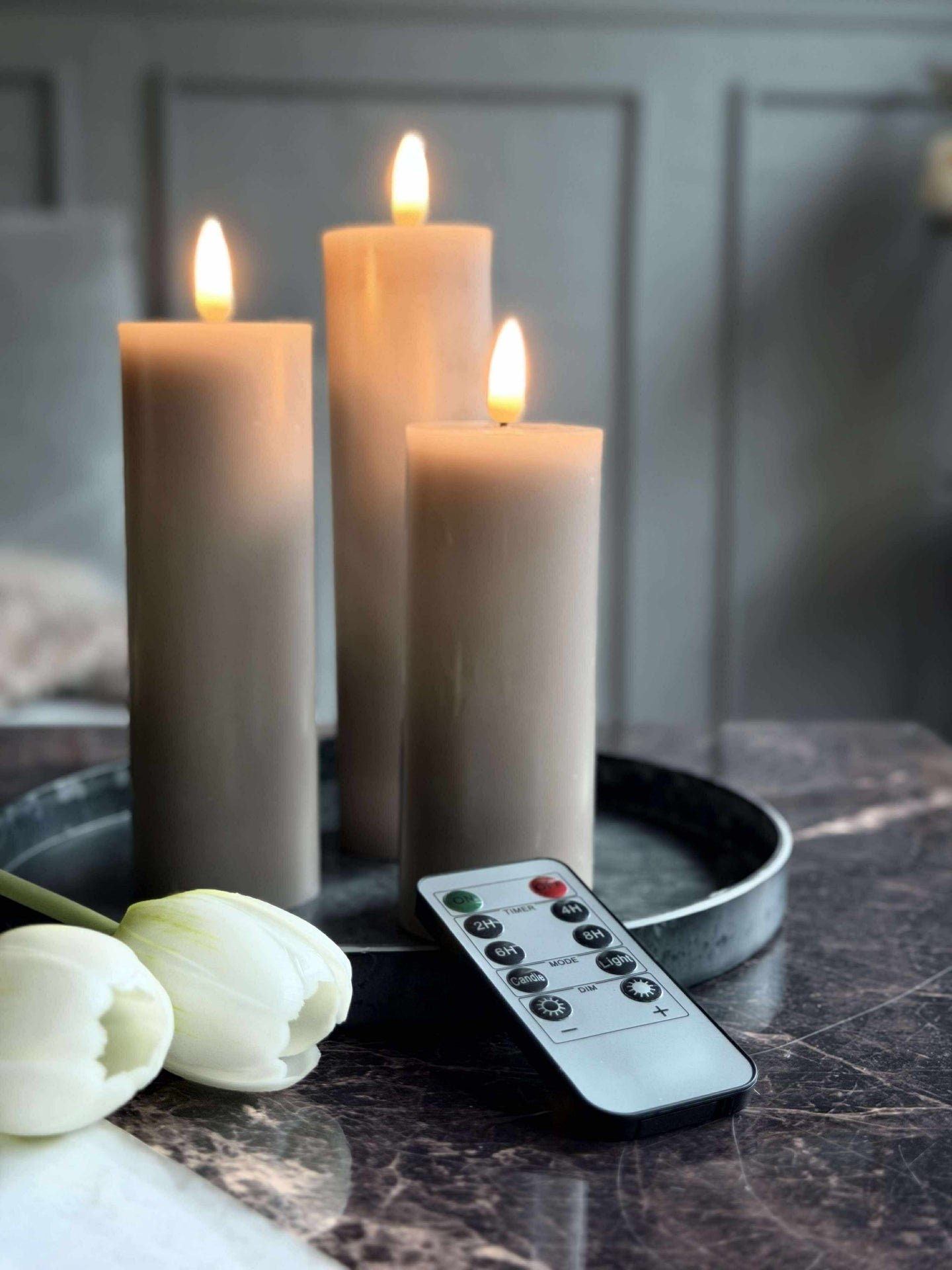 LED blokklys / Sand – 3 stk. Lys – inkl. fjernkontroll // Gaveeske