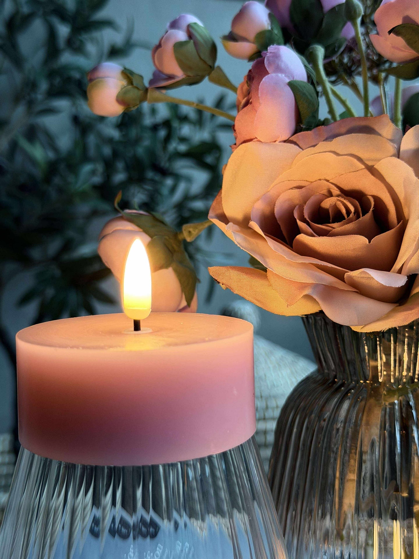 LED JUMBO Telys 2 stk - Rosa voks