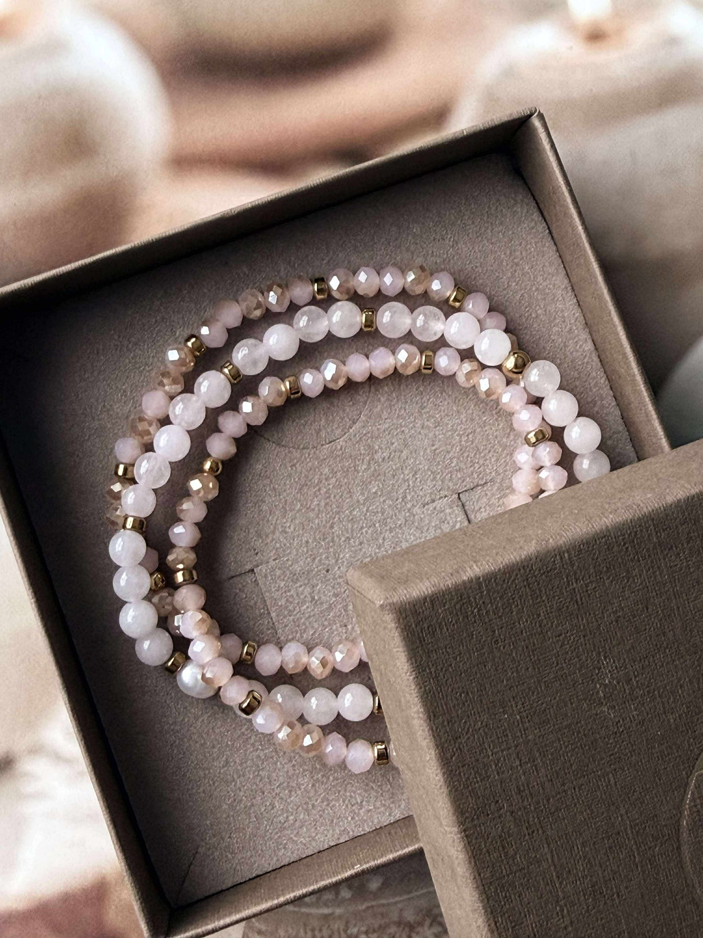 Armbånd Leah Soft Rose – Sett med 3 stk