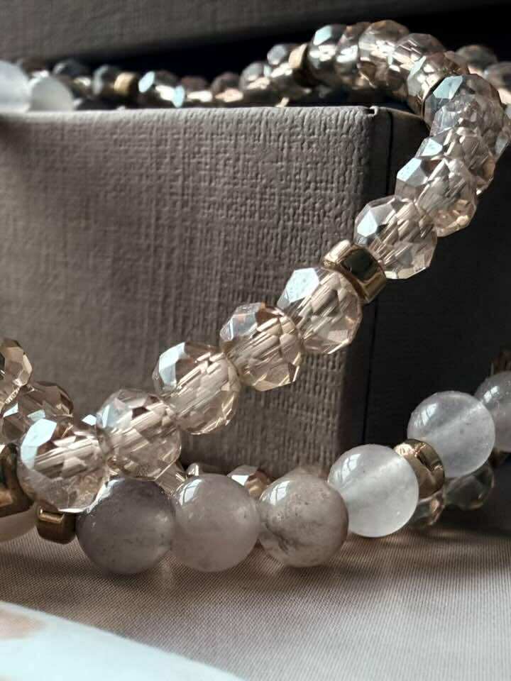 Leah Blush/Natur Armbånd – Sett med 3 stk