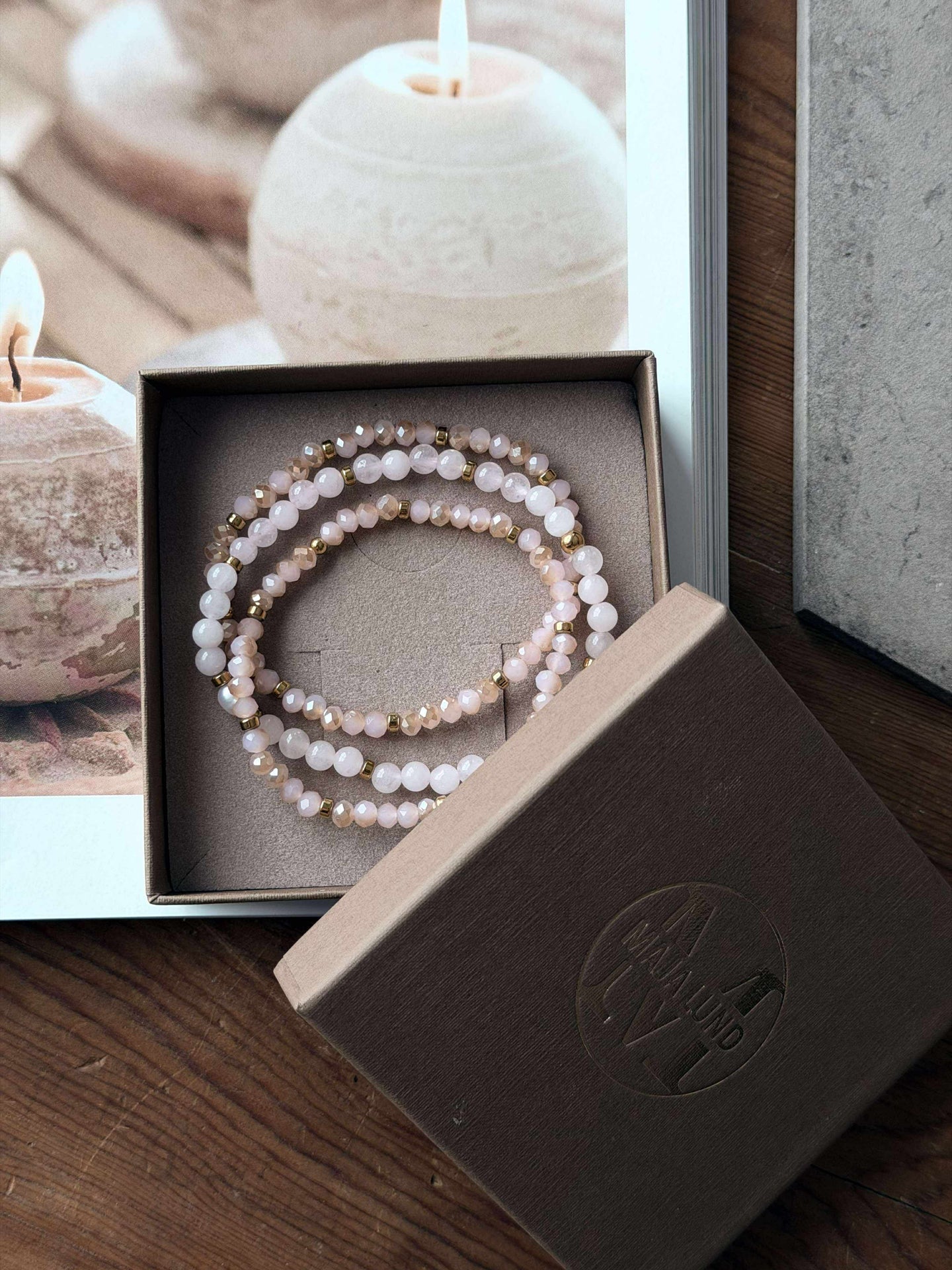 Armbånd Leah Soft Rose – Sett med 3 stk