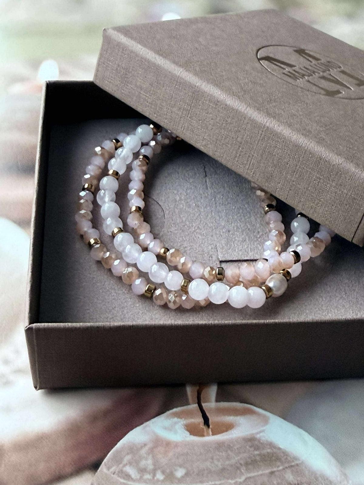 Armbånd Leah Soft Rose – Sett med 3 stk
