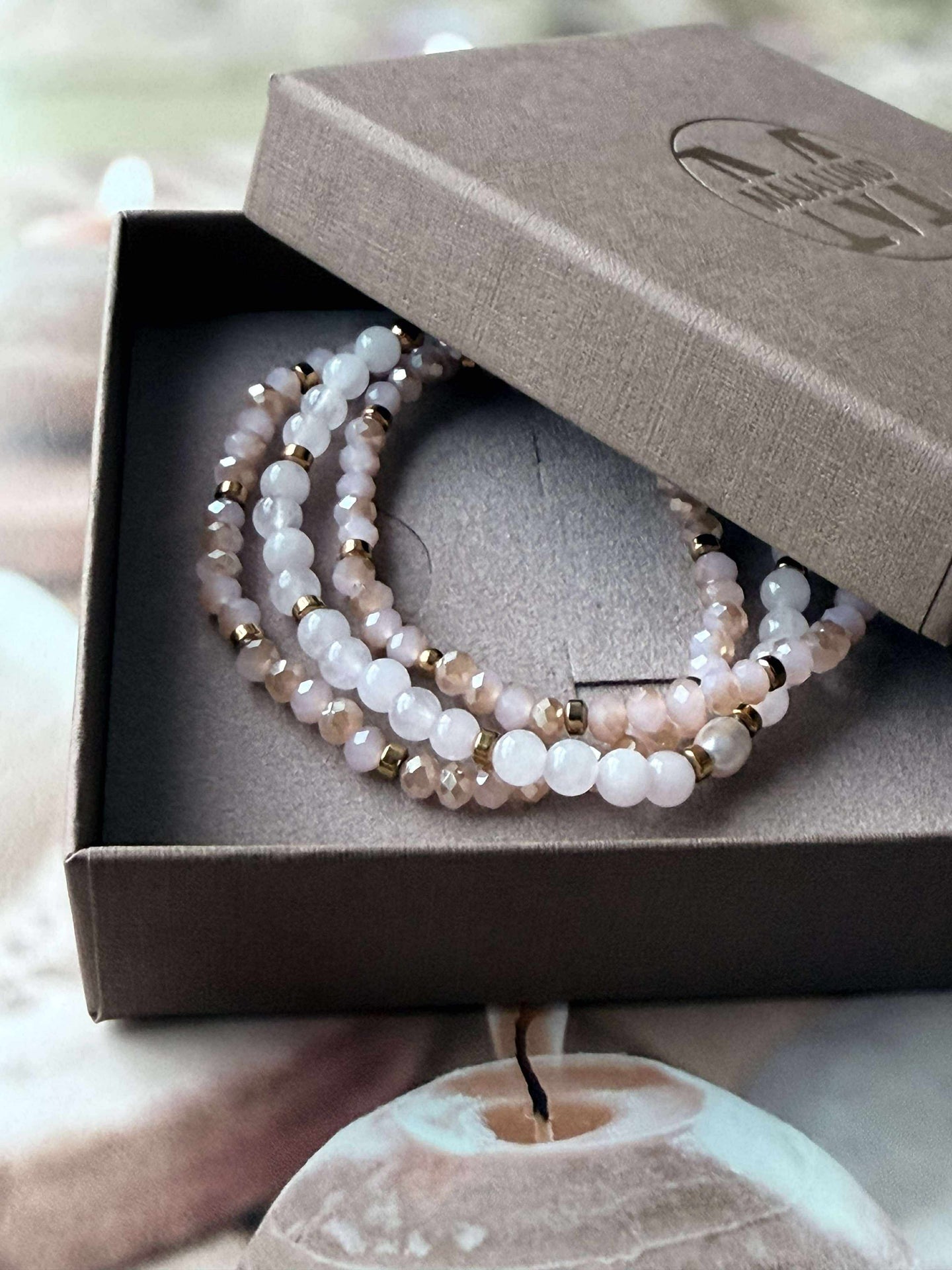 Armbånd Leah Soft Rose – Sett med 3 stk