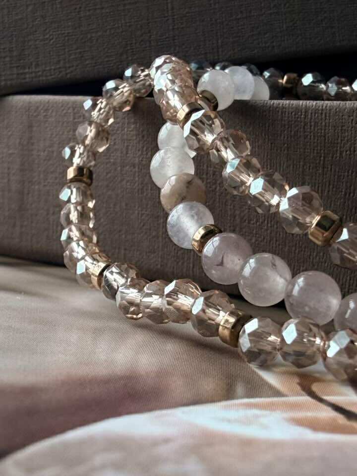 Leah Blush/Natur Armbånd – Sett med 3 stk