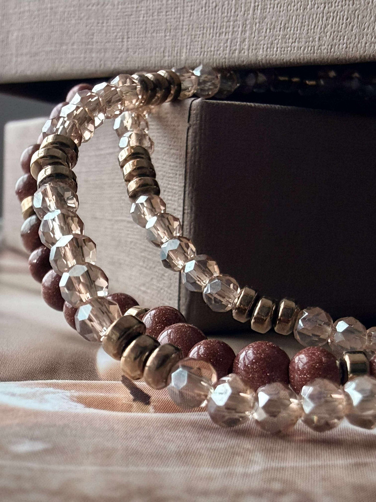 Armbånd Leah Natur/Cognac – Sett med 3 stk