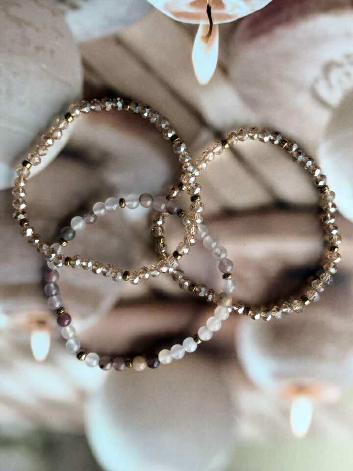 Leah Blush/Natur Armbånd – Sett med 3 stk