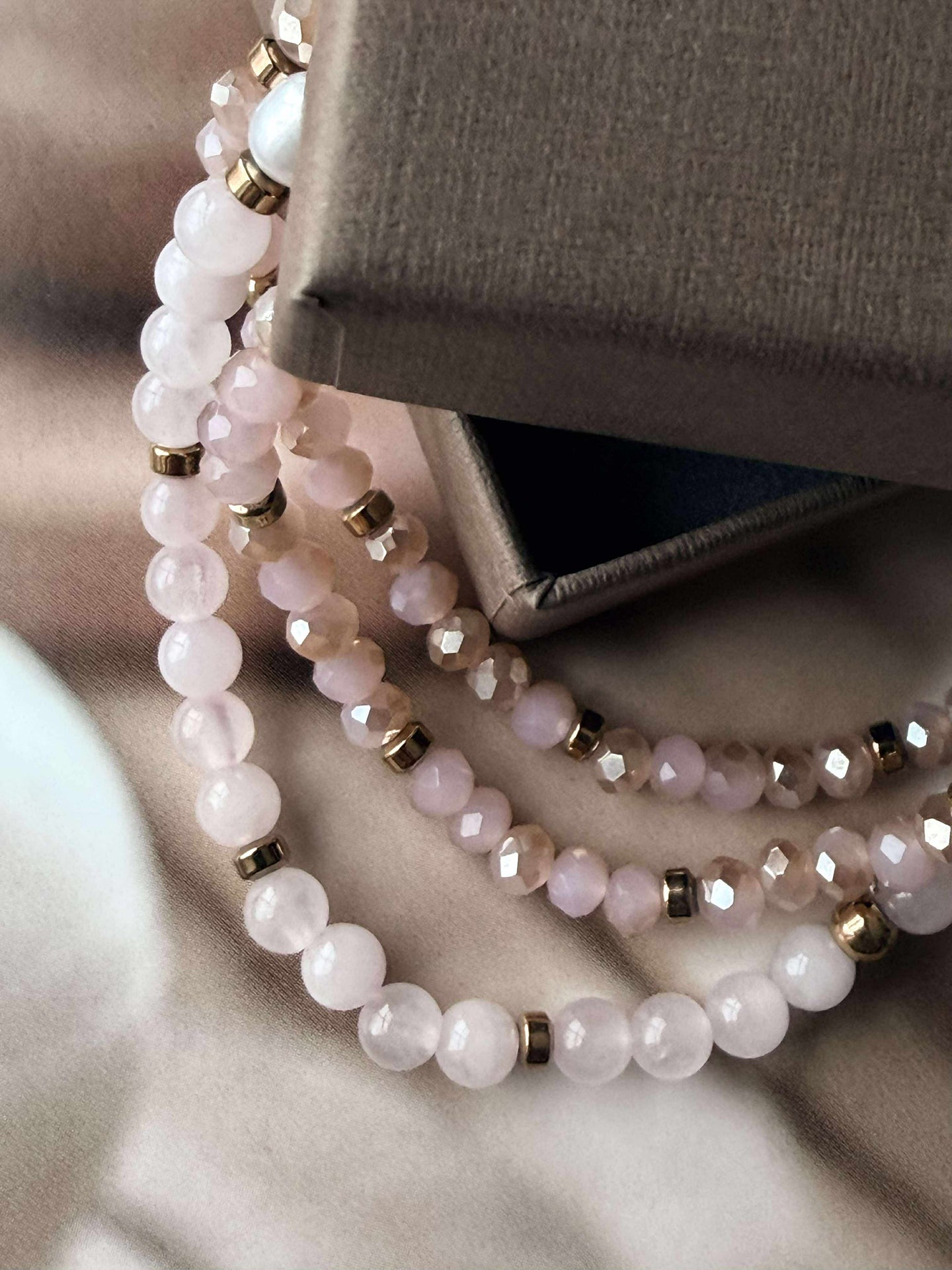 Armbånd Leah Soft Rose – Sett med 3 stk