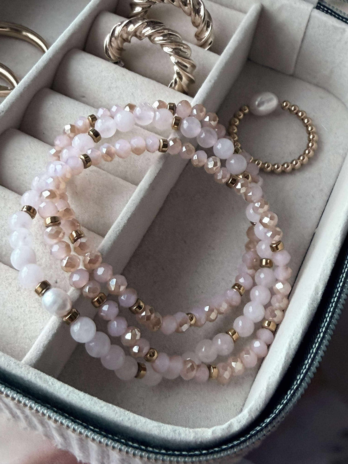 Armbånd Leah Soft Rose – Sett med 3 stk
